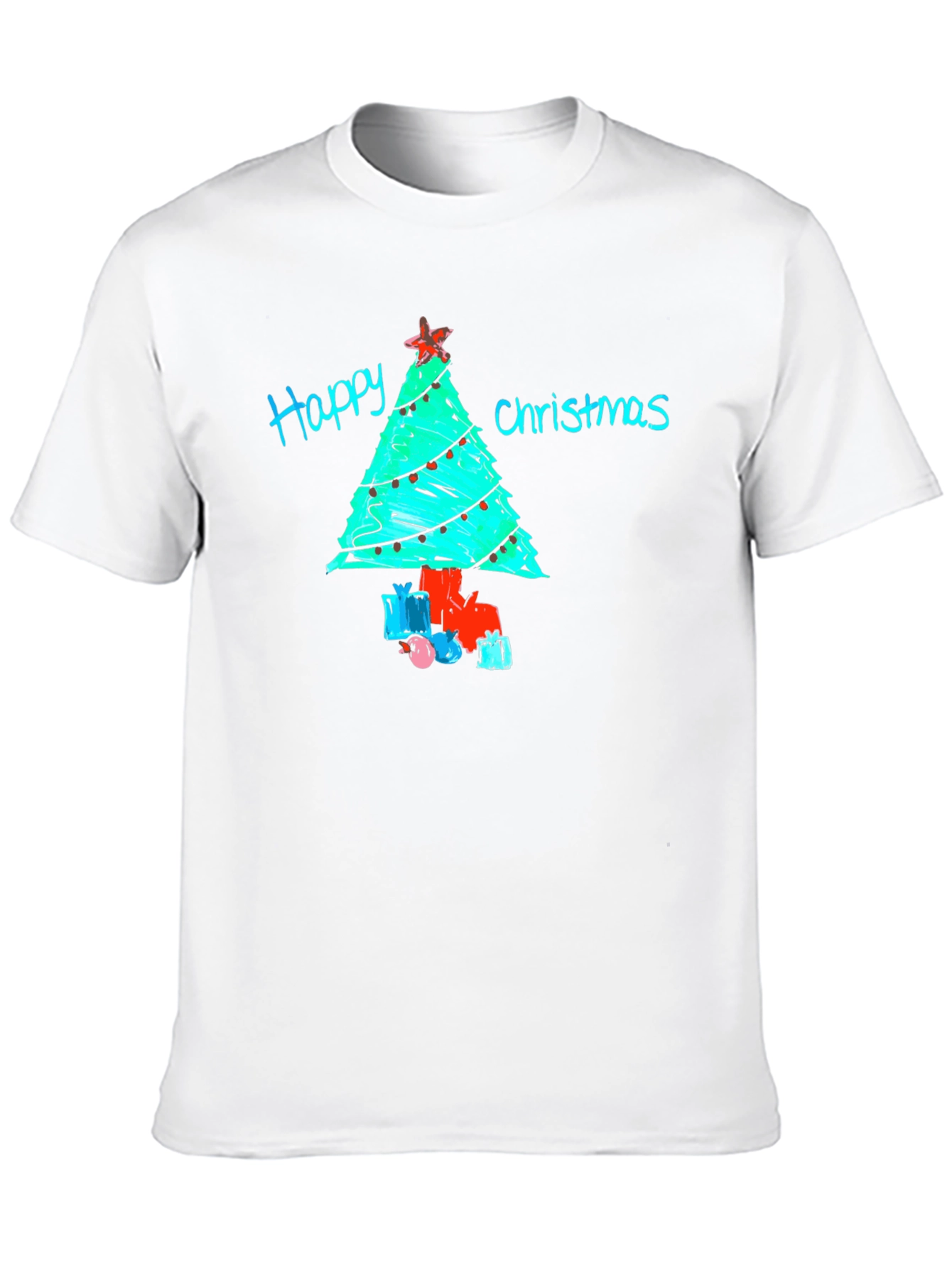 Festive Happy Christmas Tree Graphic T-Shirt
