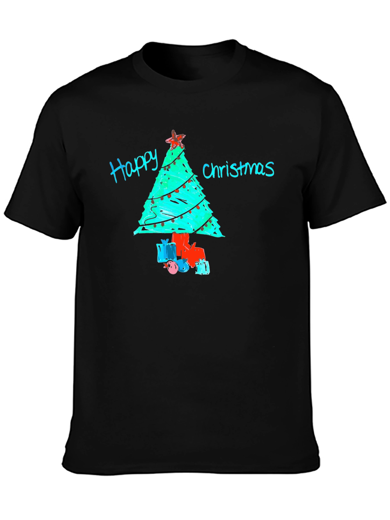 Festive Happy Christmas Tree Graphic T-Shirt