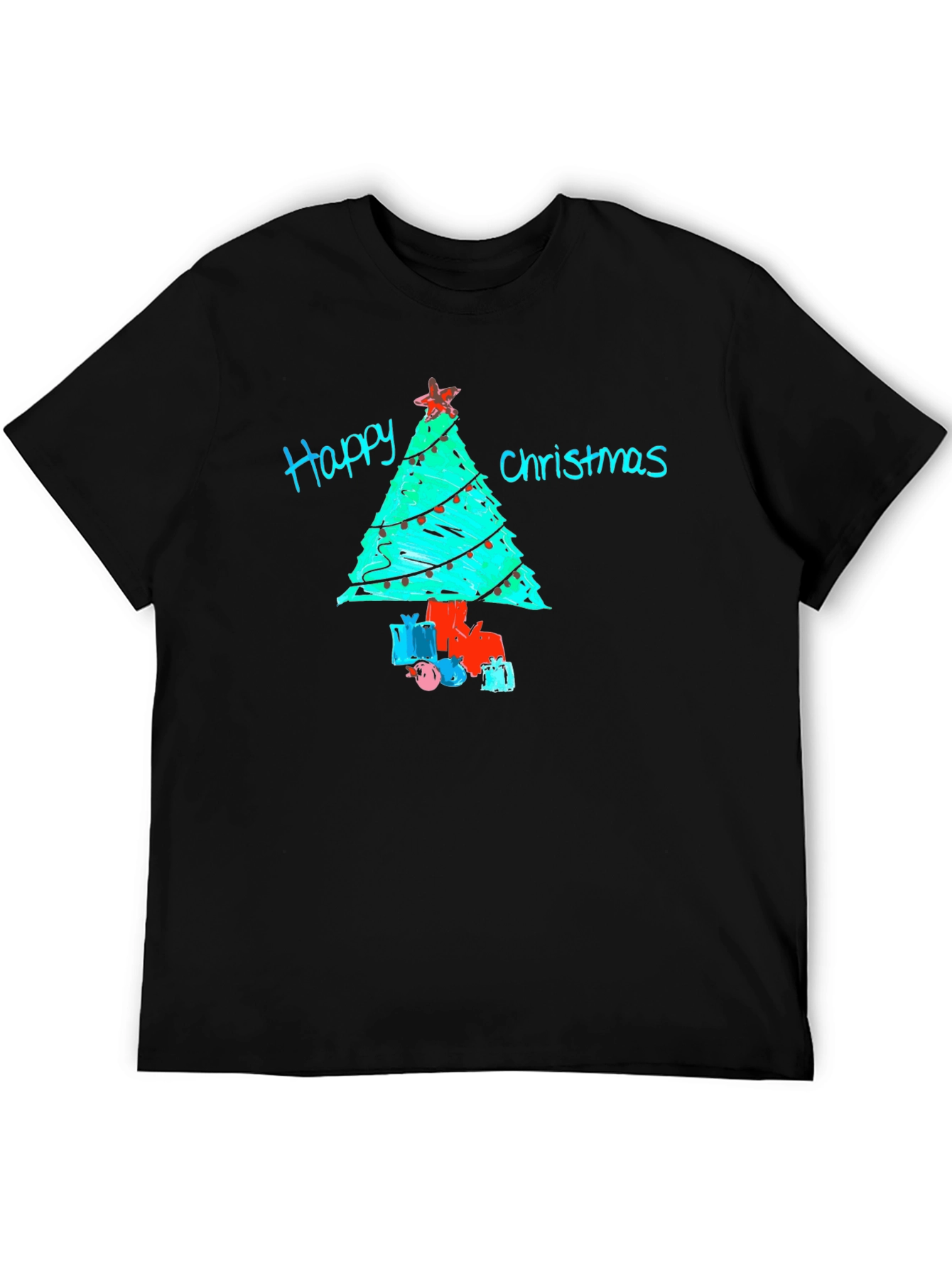 Festive Happy Christmas Tree Graphic T-Shirt
