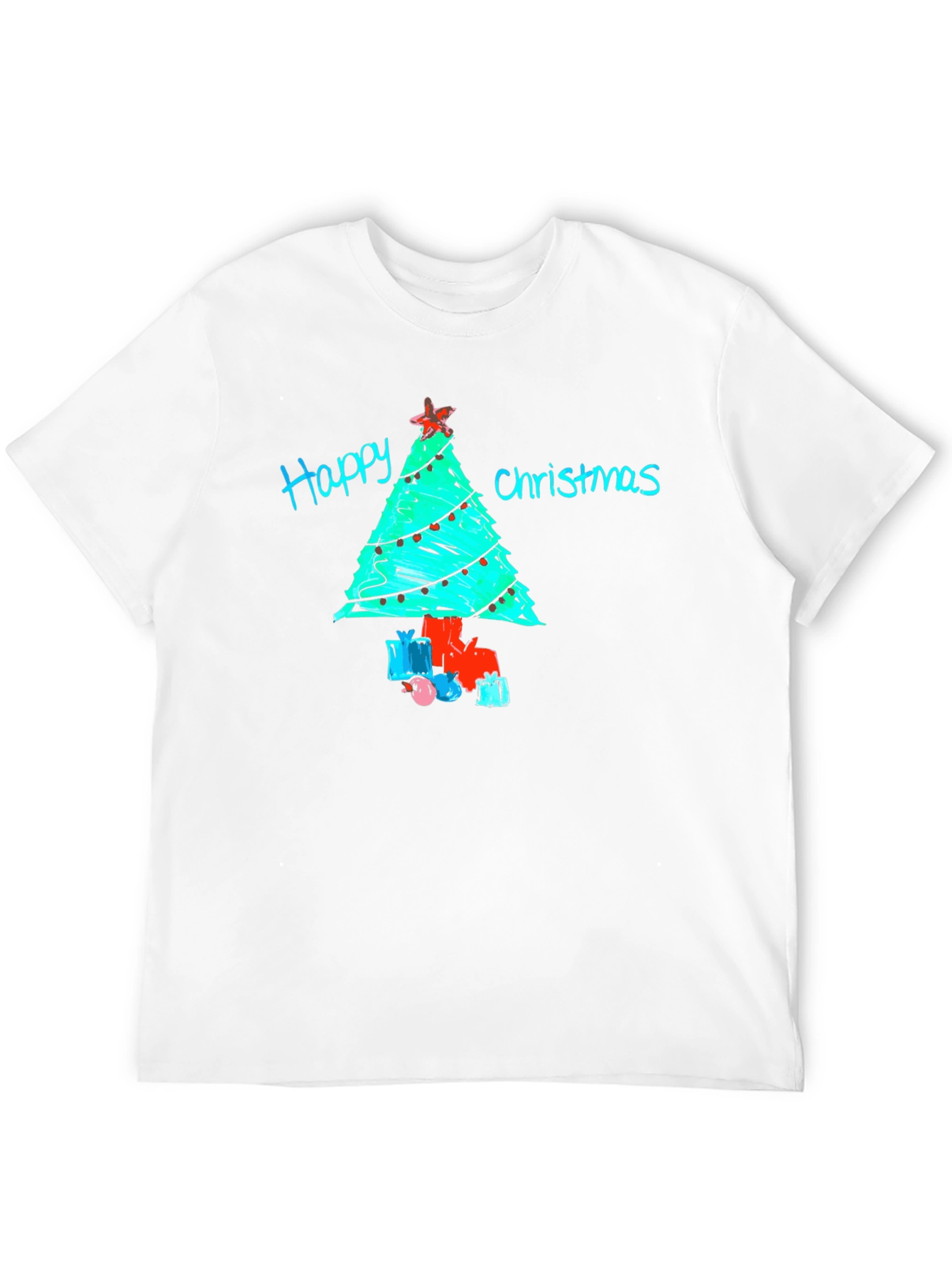 Festive Happy Christmas Tree Graphic T-Shirt
