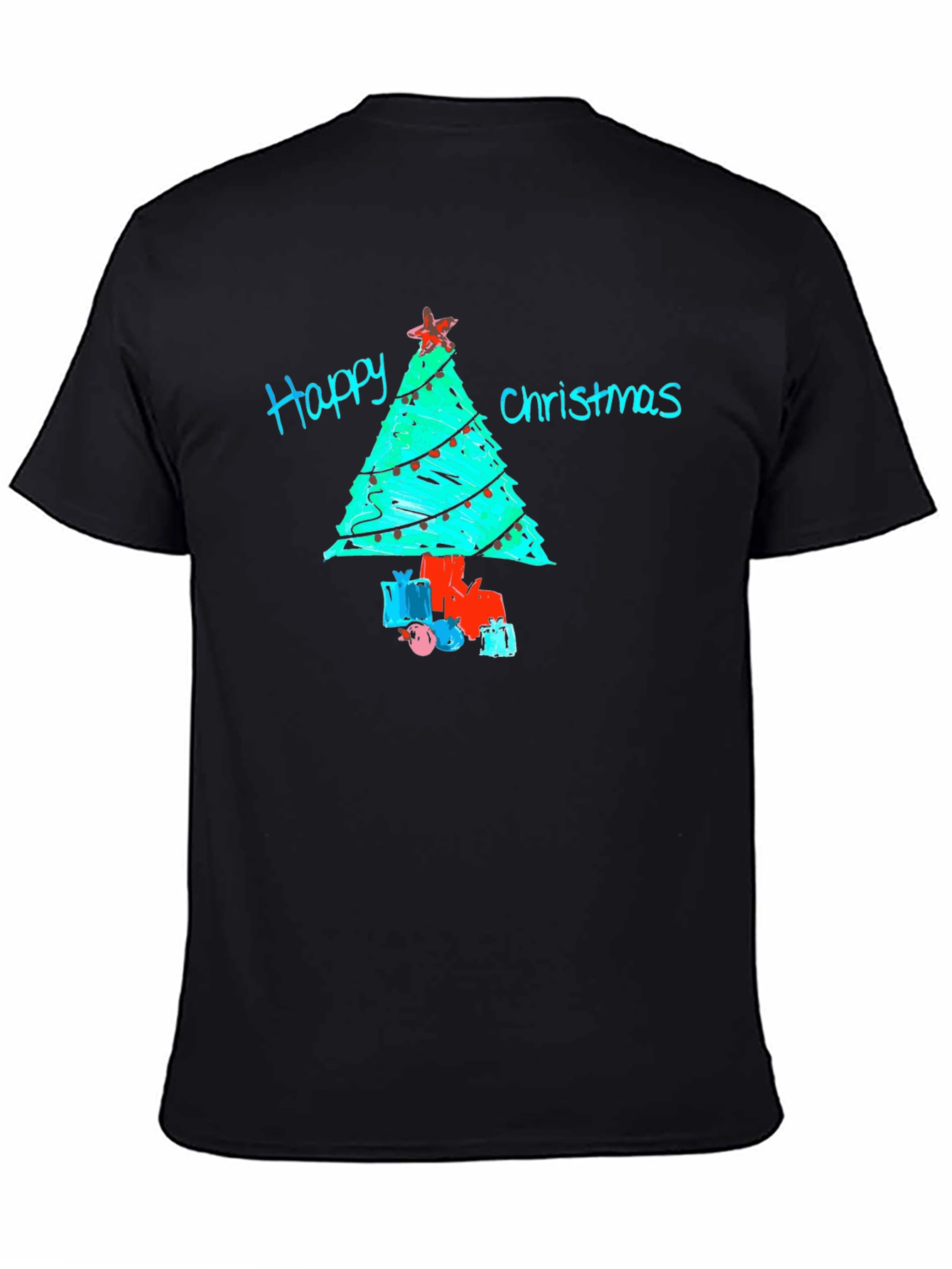 Festive Happy Christmas Tree Graphic T-Shirt