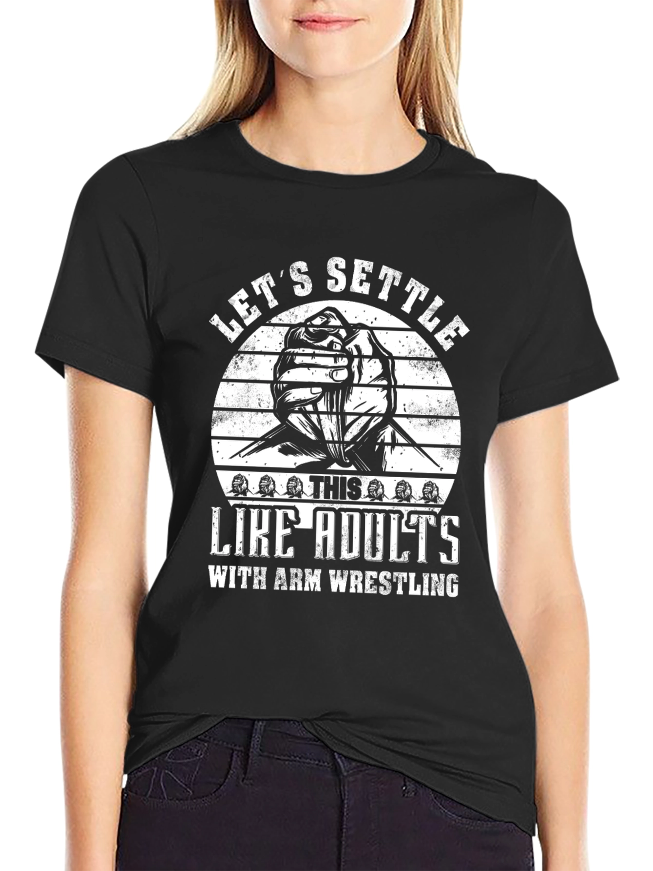 Lets Settle Arm Wrestling Adult T-Shirt
