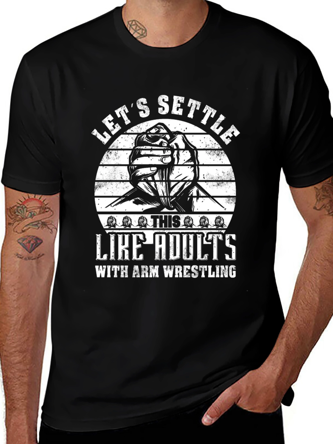 Lets Settle Arm Wrestling Adult T-Shirt