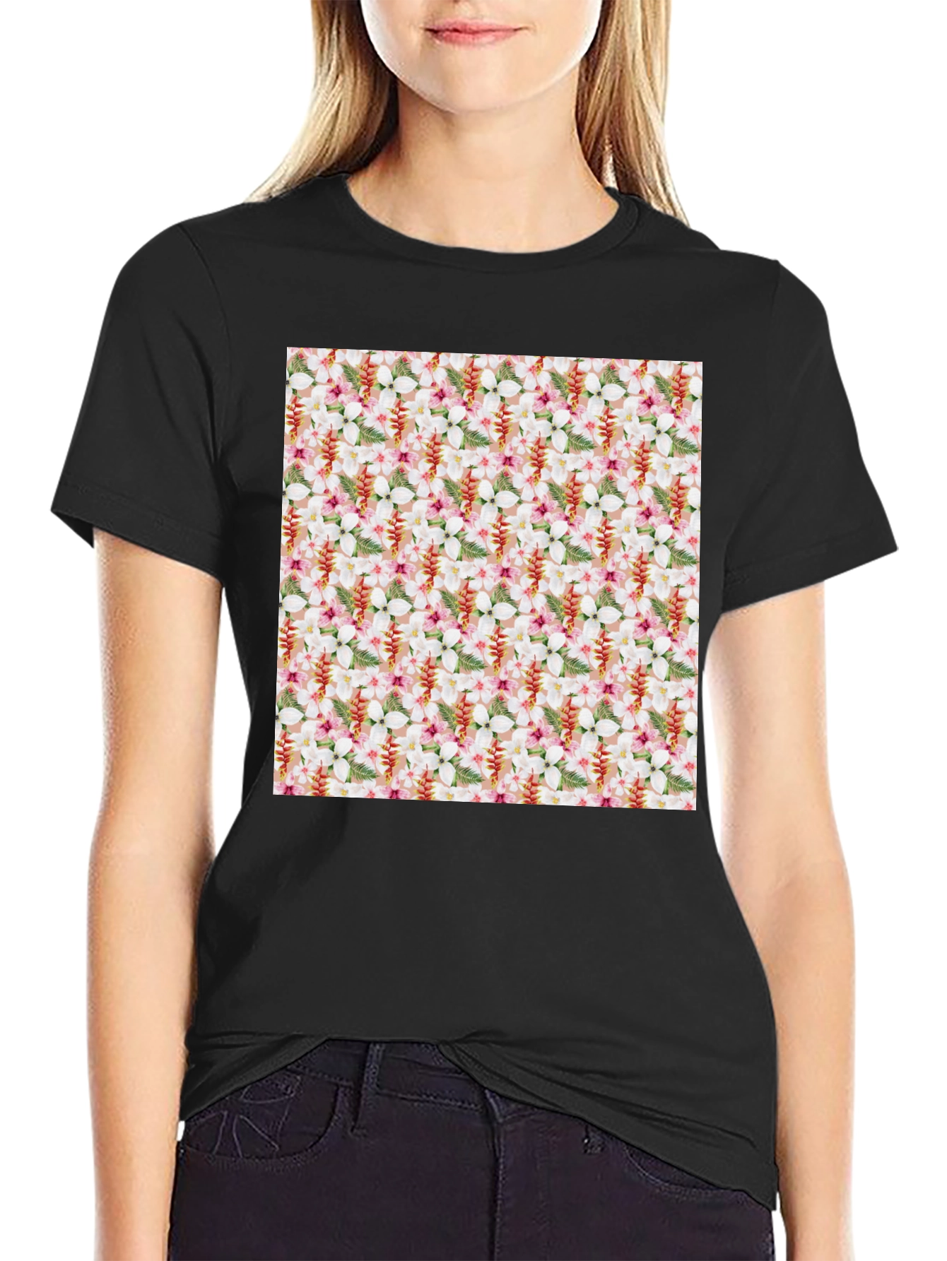 Tropical Floral Print Mens T-Shirt