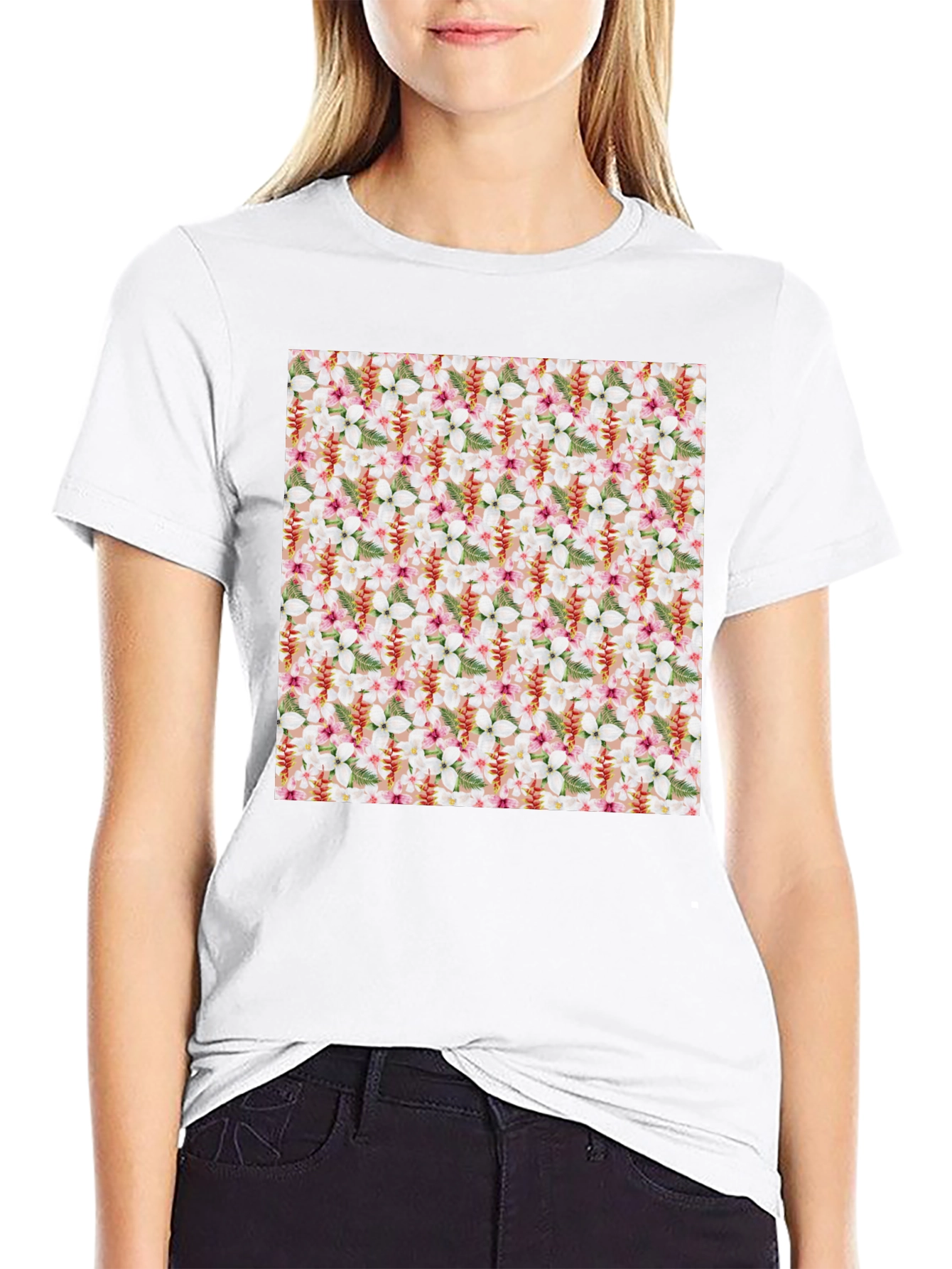 Tropical Floral Print Mens T-Shirt