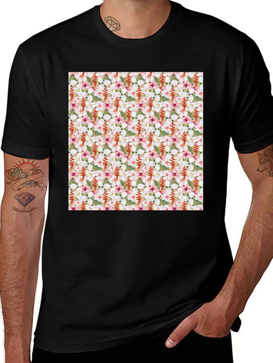 Tropical Floral Print Mens T-Shirt