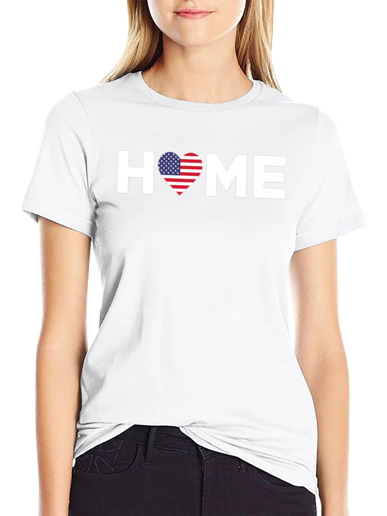 American Flag Heart HOME Graphic T-Shirt