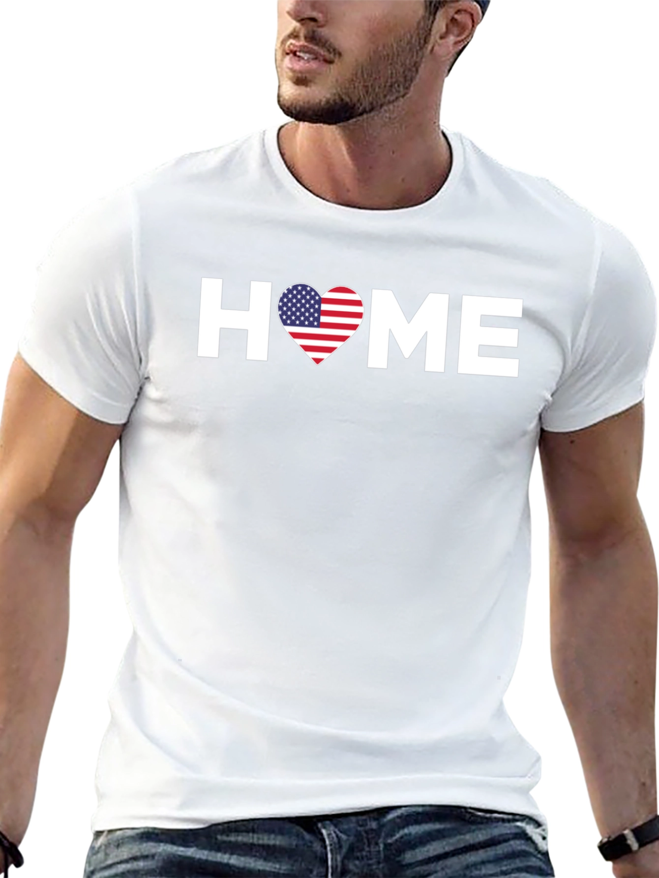 American Flag Heart HOME Graphic T-Shirt