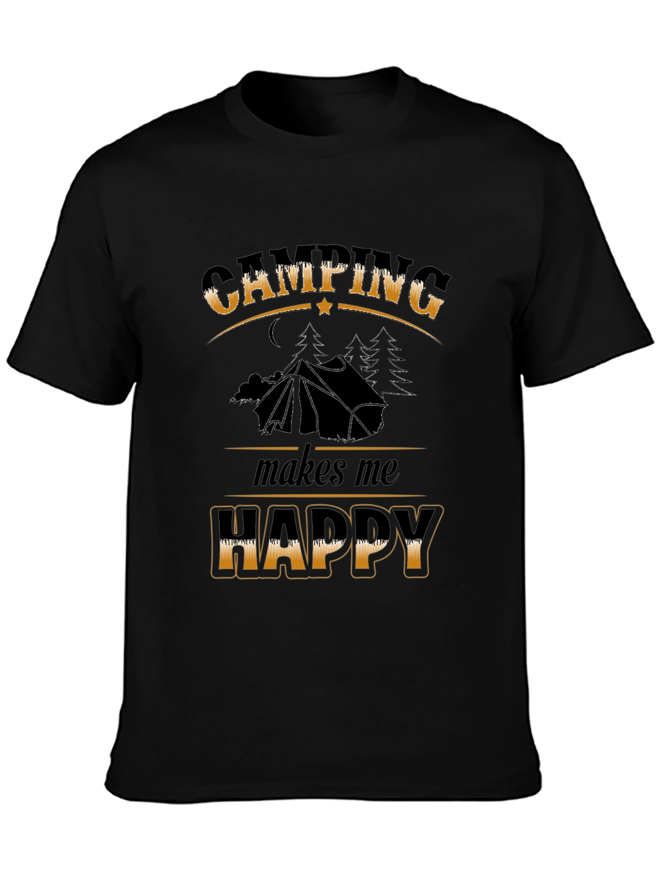Camping Makes Me Happy Black T-Shirt