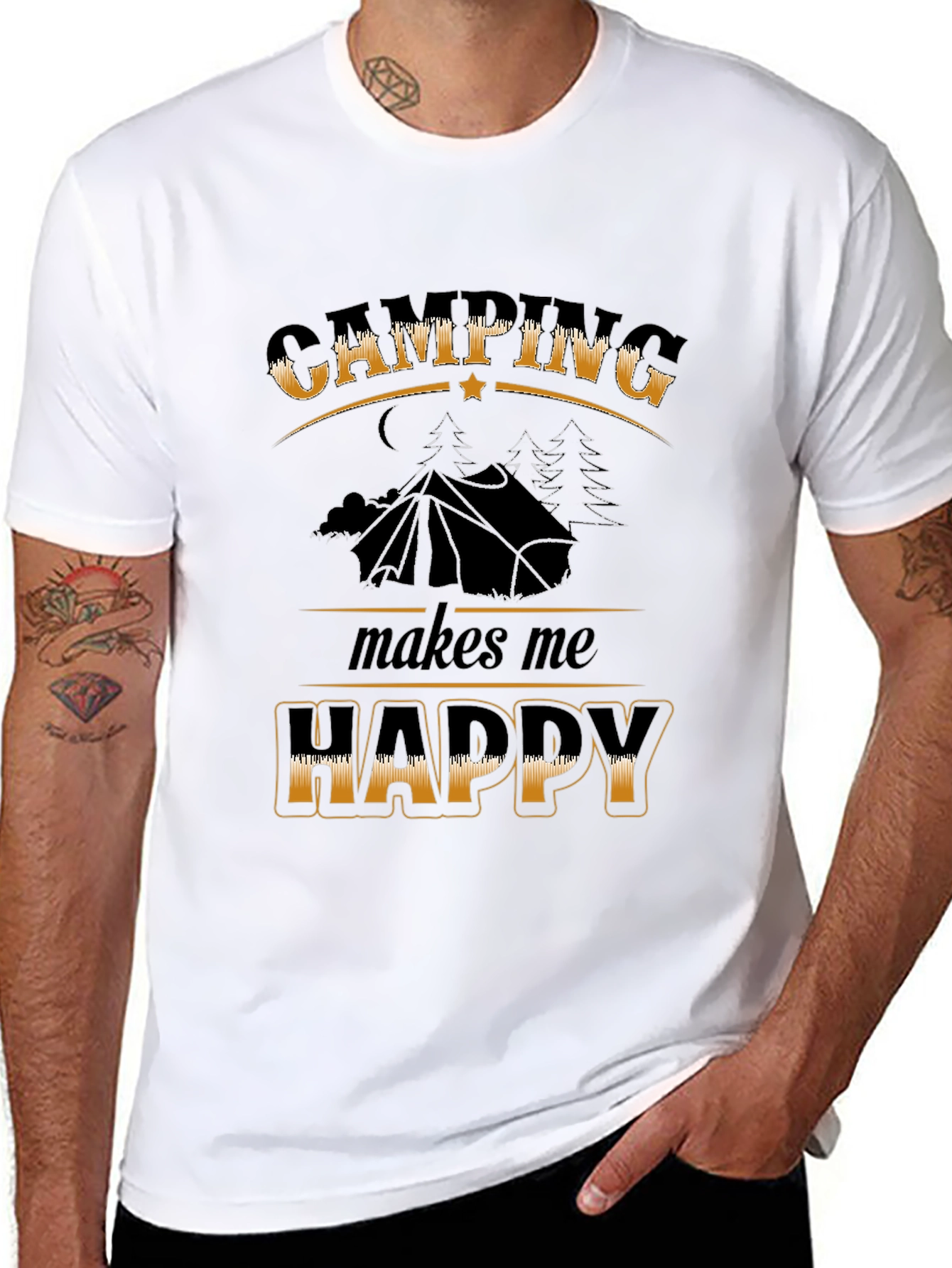 Camping Makes Me Happy Black T-Shirt