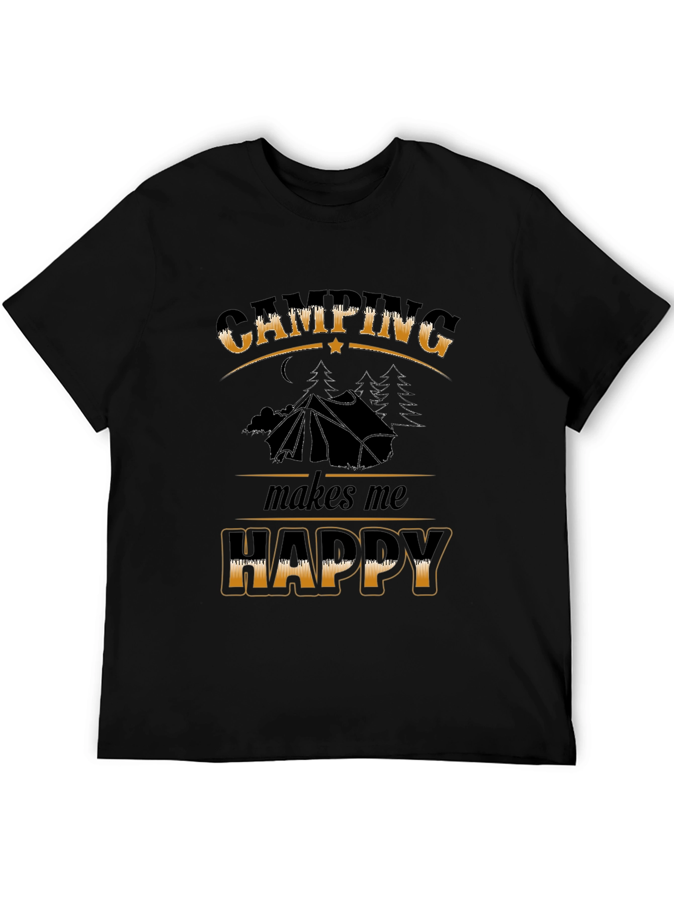Camping Makes Me Happy Black T-Shirt