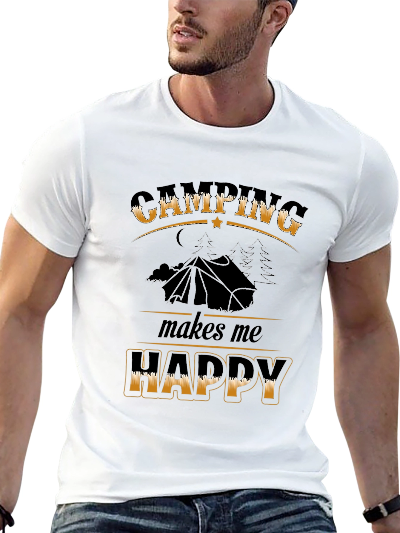 Camping Makes Me Happy Black T-Shirt