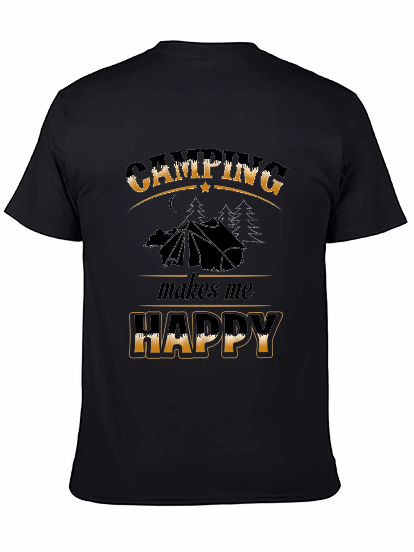 Camping Makes Me Happy Black T-Shirt