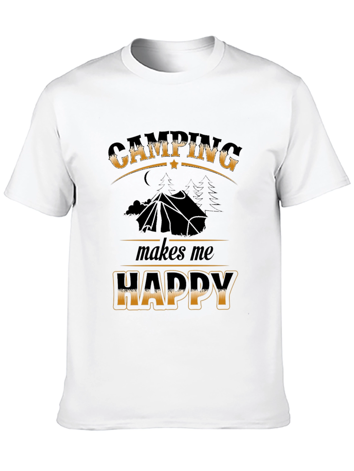 Camping Makes Me Happy Black T-Shirt