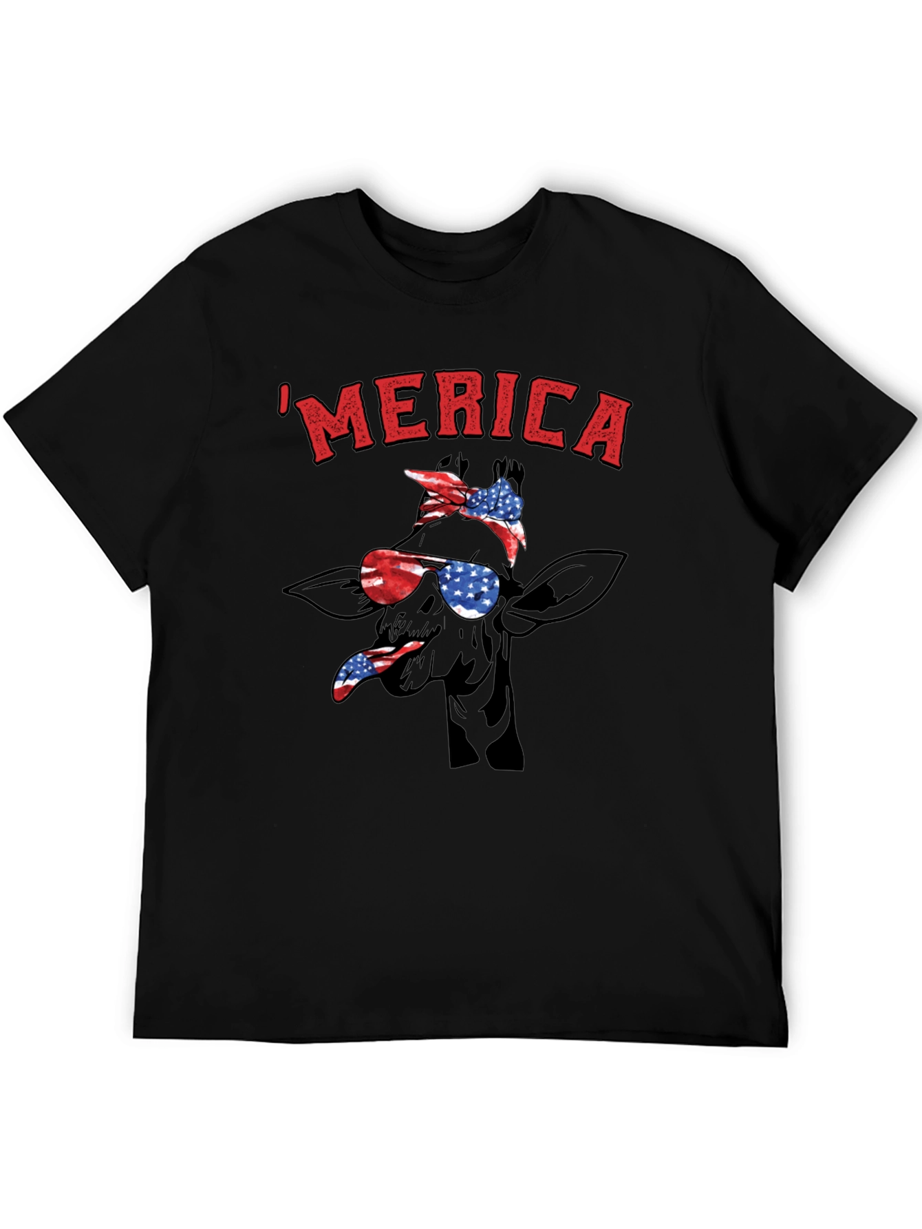MERICA Giraffe Patriotic T-Shirt