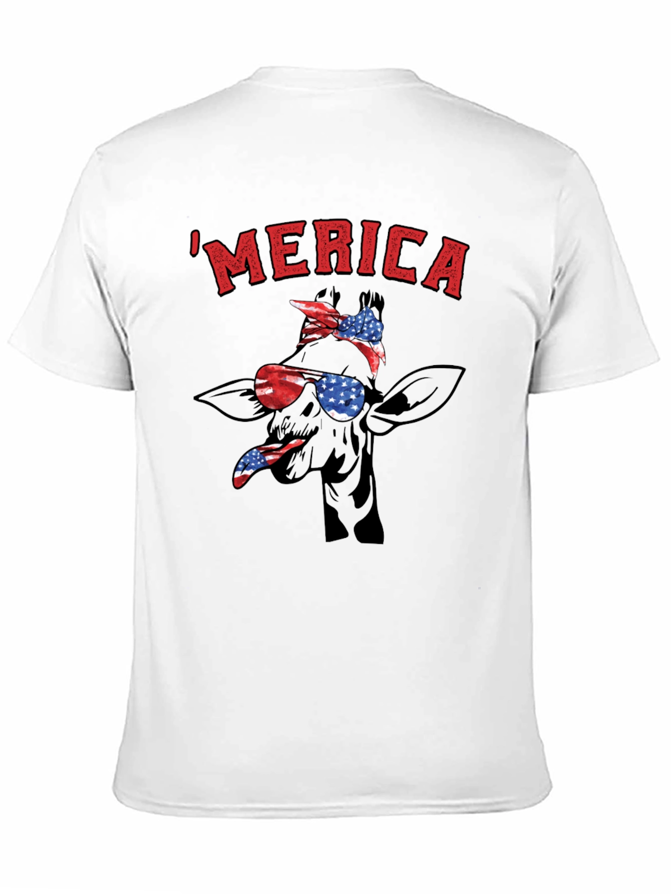 MERICA Giraffe Patriotic T-Shirt