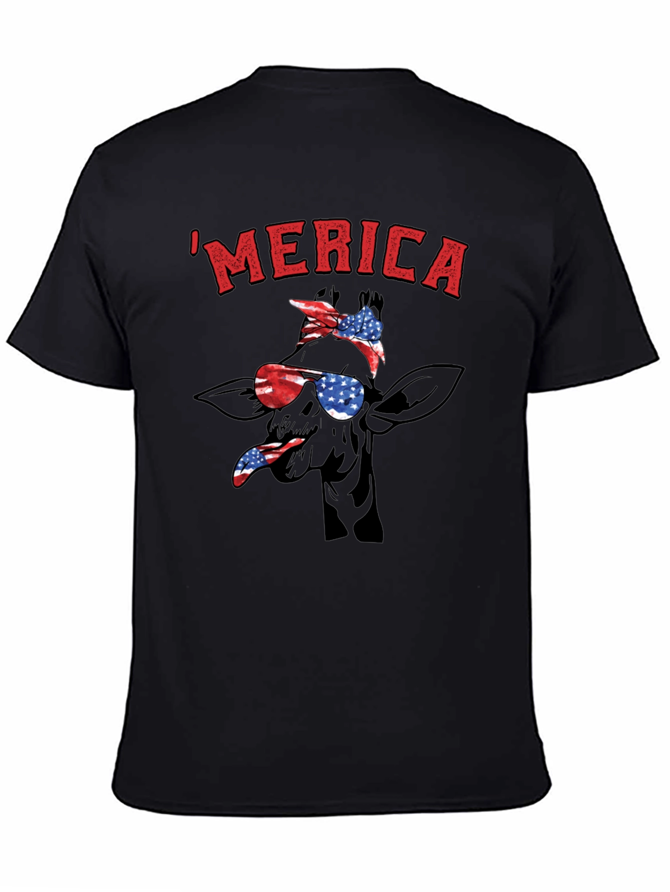 MERICA Giraffe Patriotic T-Shirt