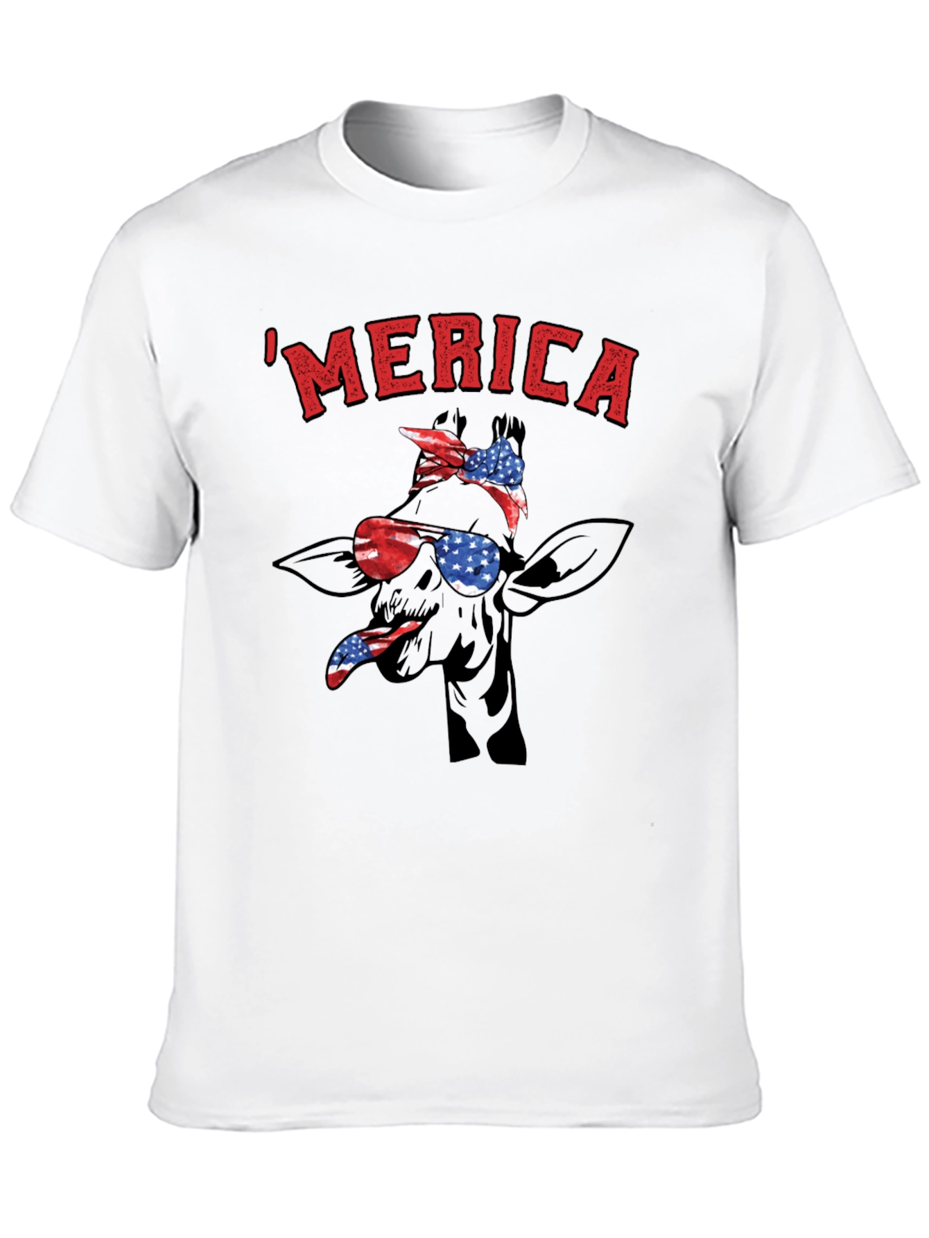 MERICA Giraffe Patriotic T-Shirt