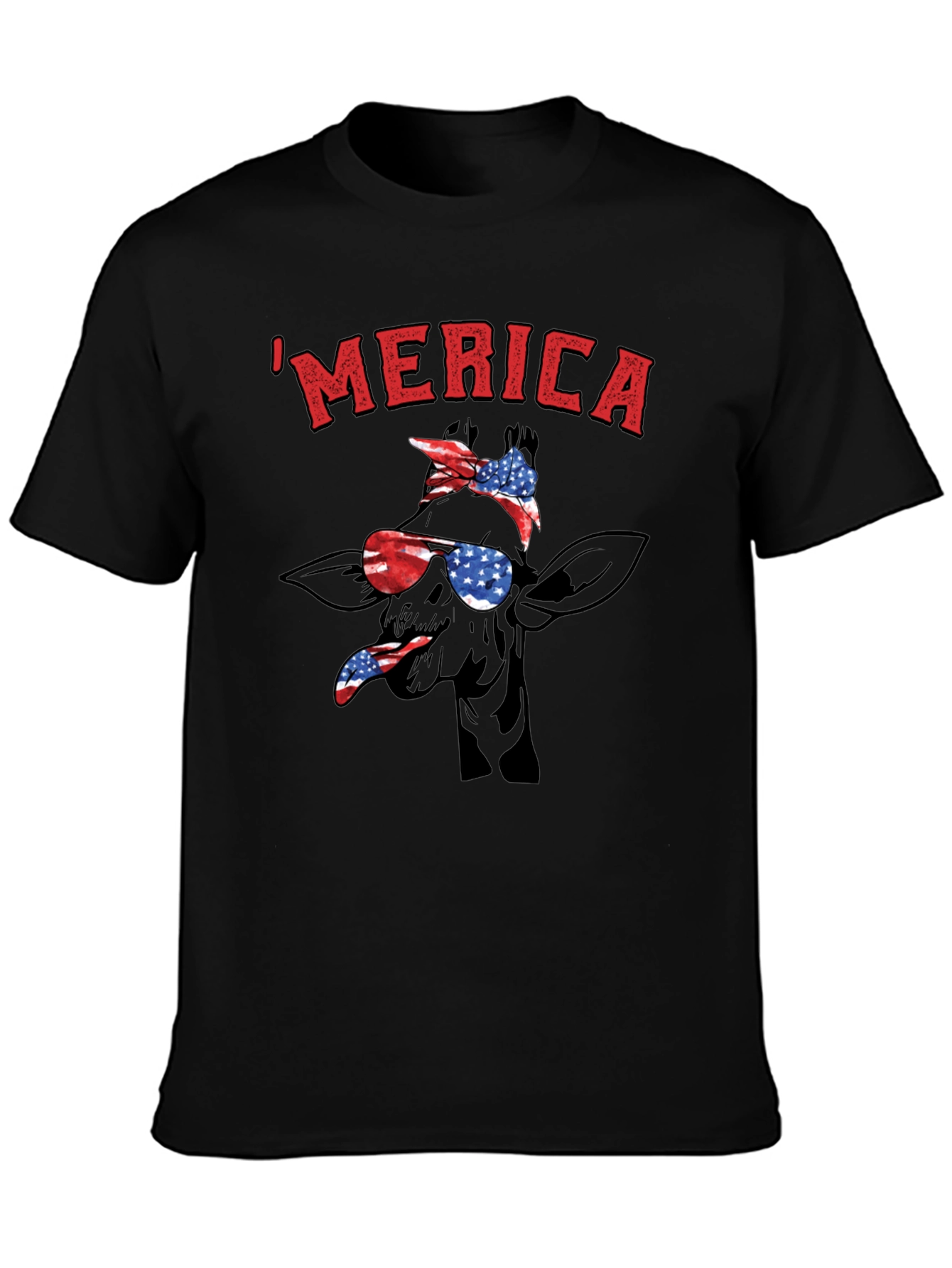 MERICA Giraffe Patriotic T-Shirt