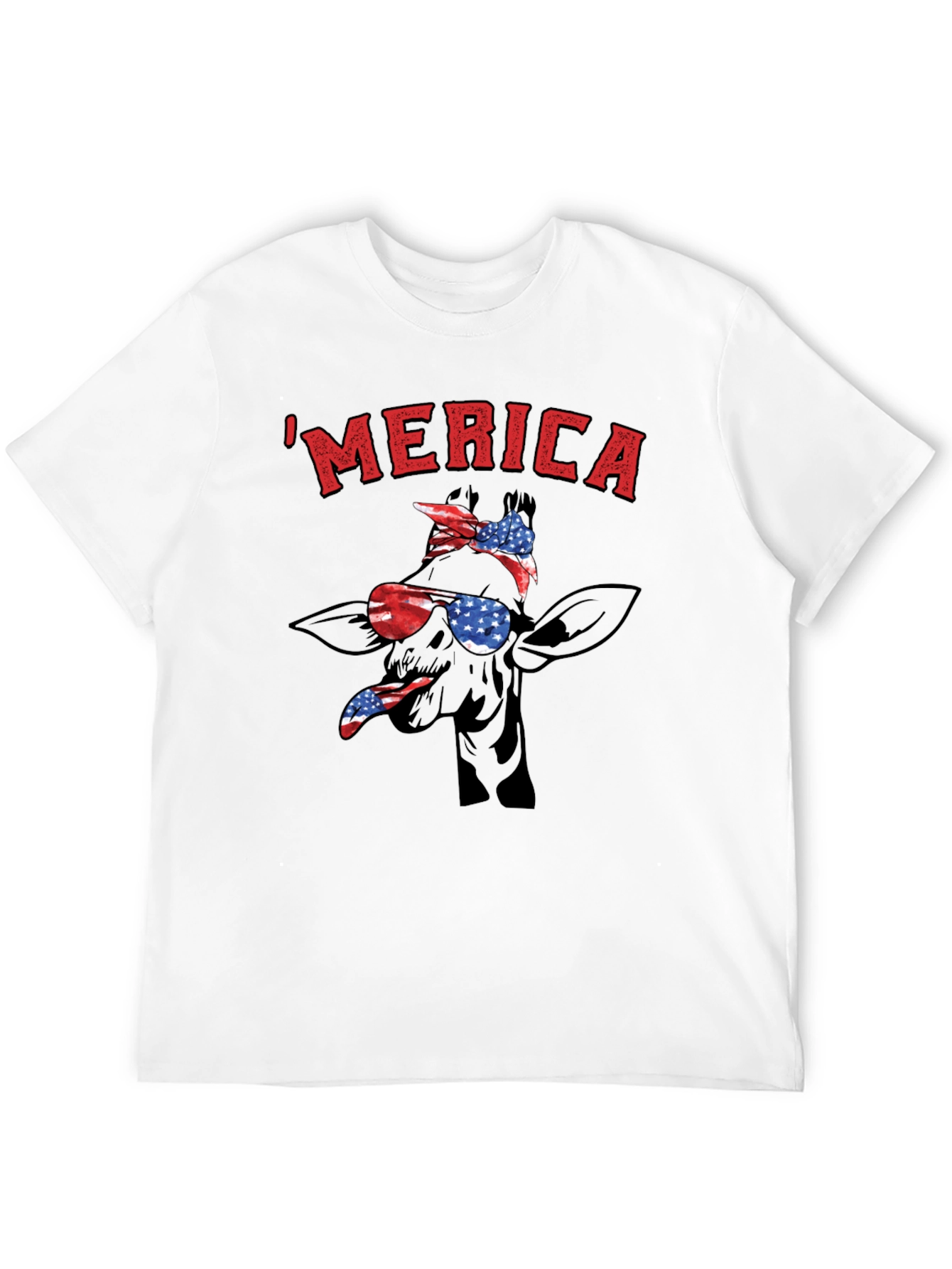 MERICA Giraffe Patriotic T-Shirt