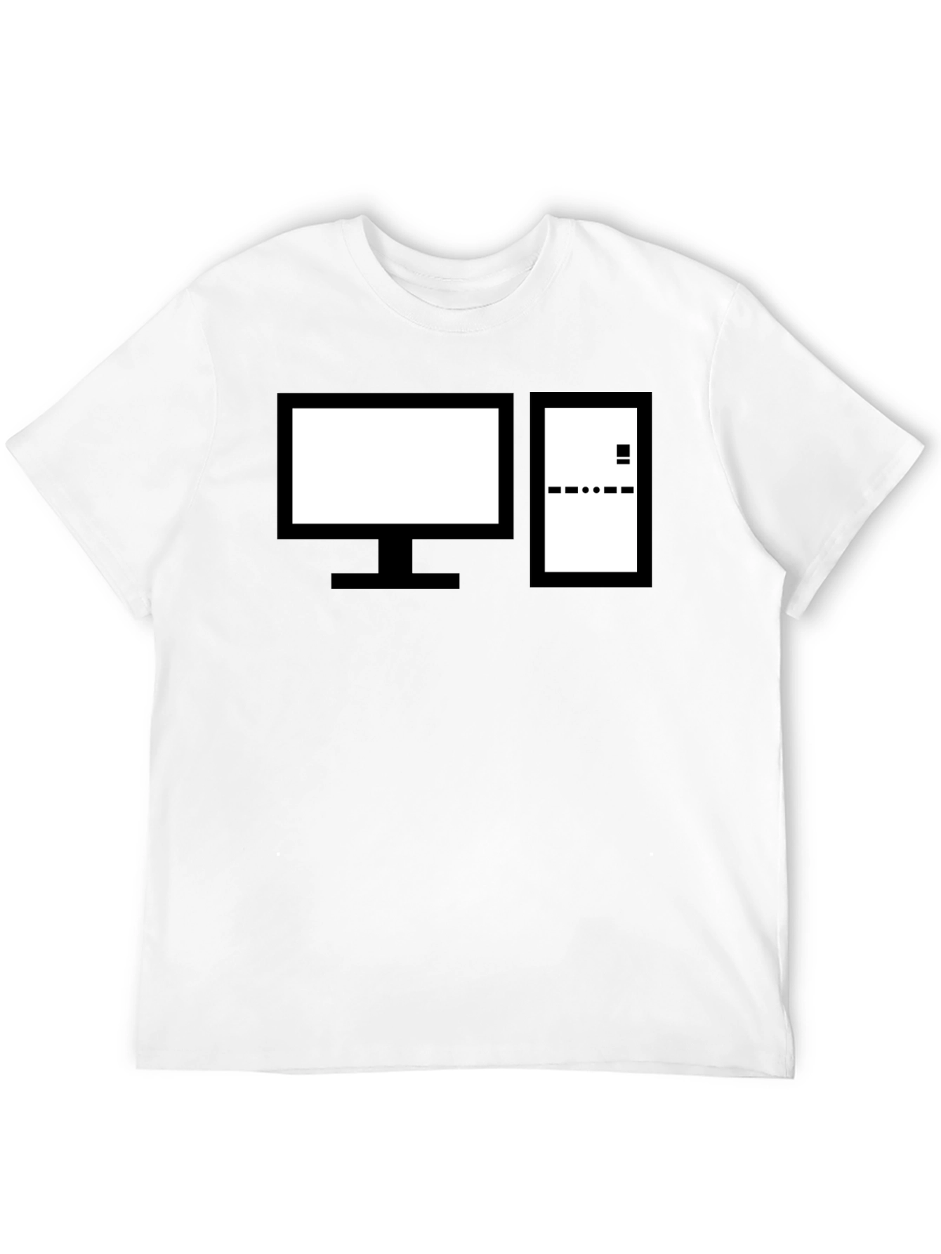Retro Computer Graphic Tee - Black Cotton Crewneck