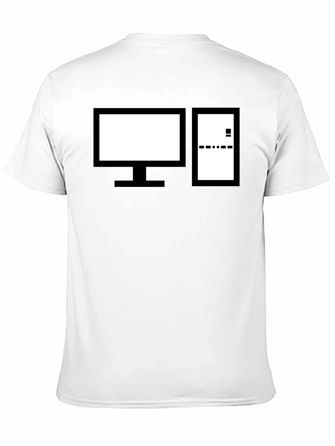 Retro Computer Graphic Tee - Black Cotton Crewneck
