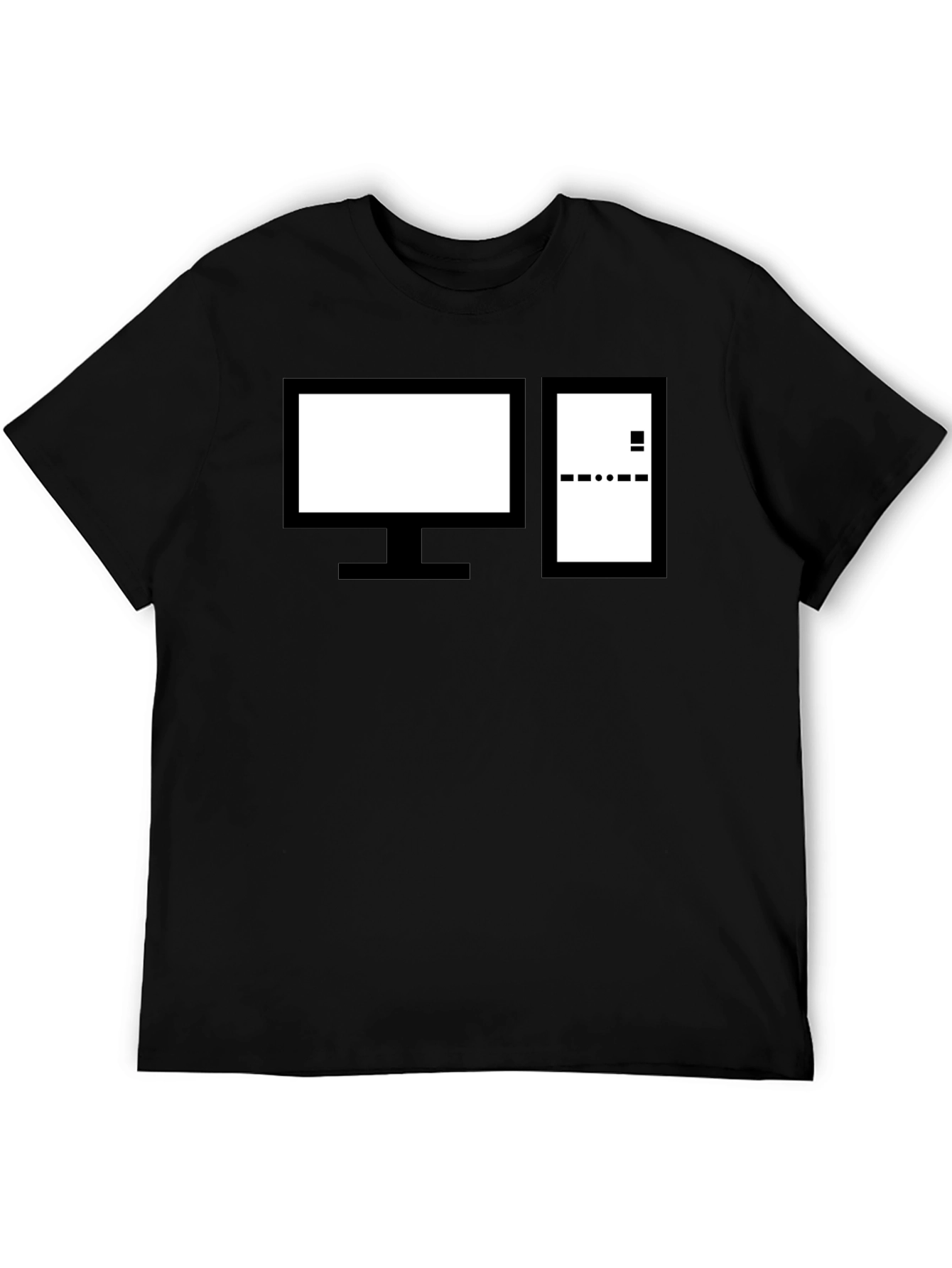 Retro Computer Graphic Tee - Black Cotton Crewneck