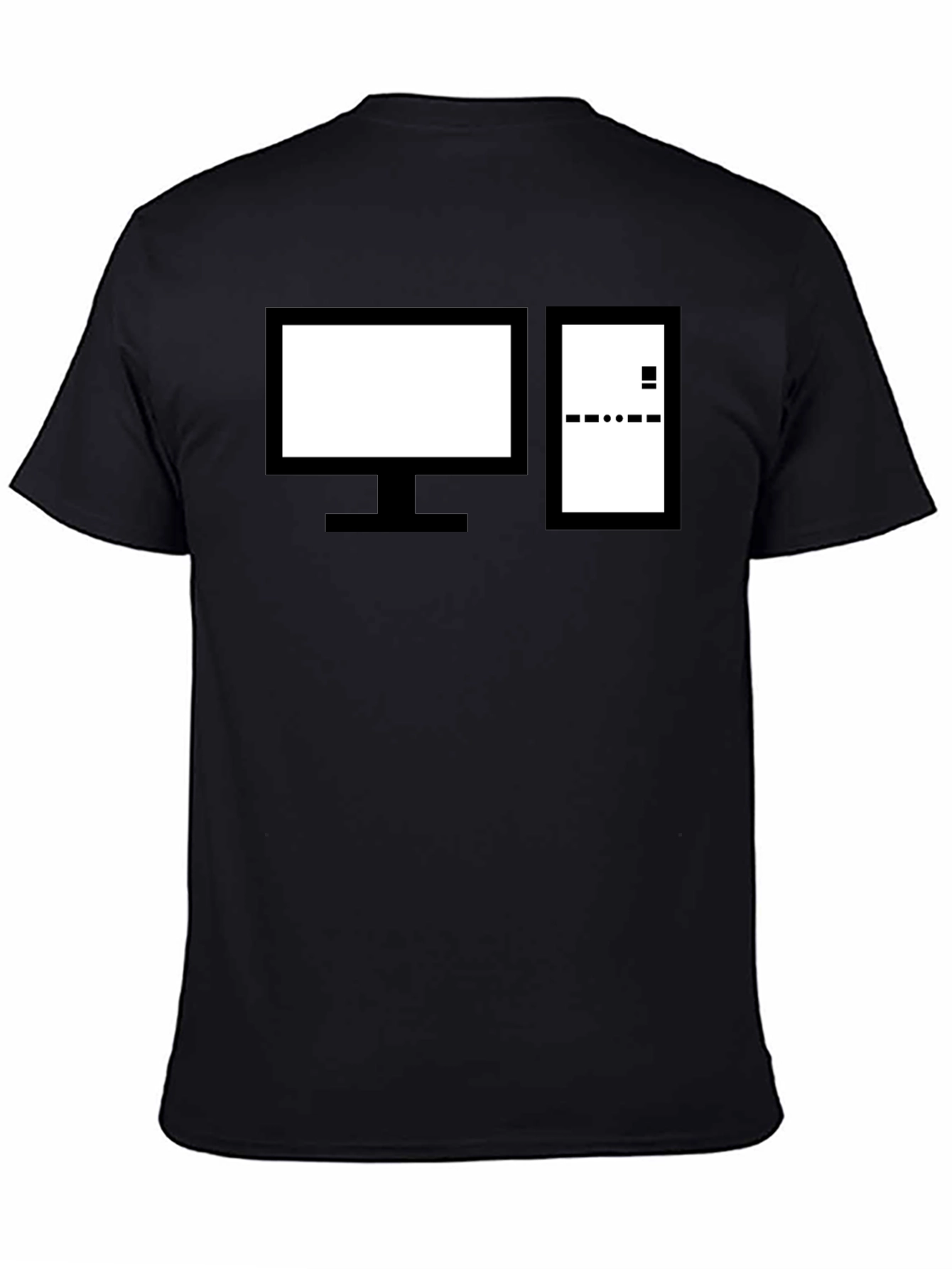 Retro Computer Graphic Tee - Black Cotton Crewneck