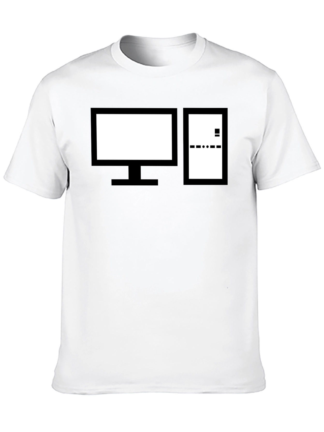 Retro Computer Graphic Tee - Black Cotton Crewneck