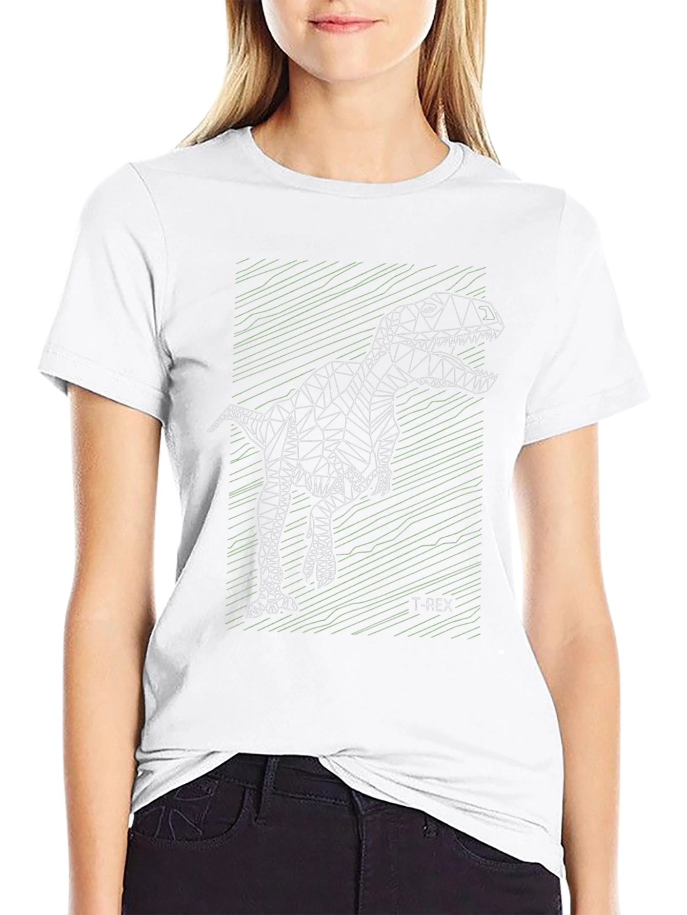 Geometric T-Rex Black Graphic Tee