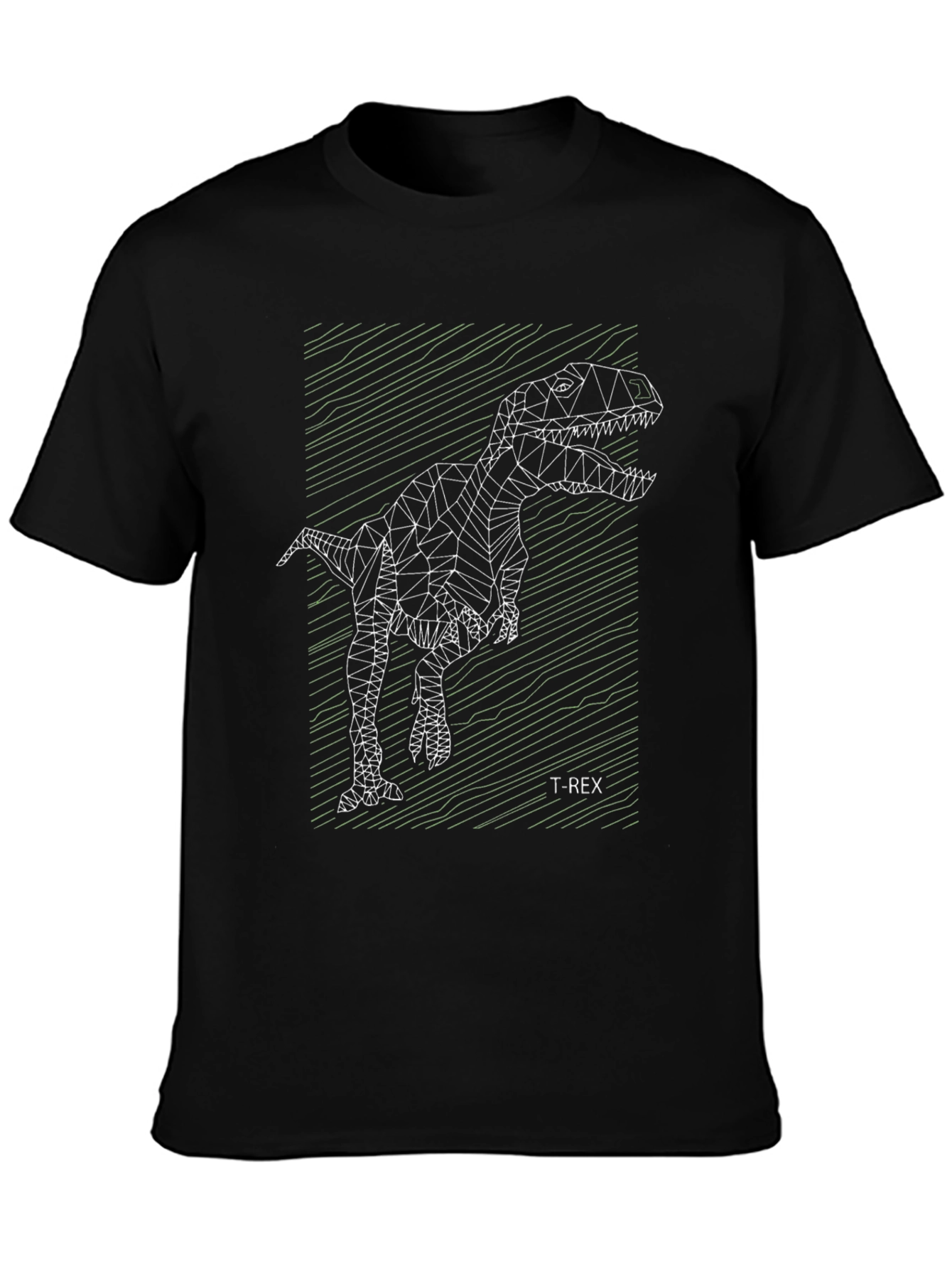 Geometric T-Rex Black Graphic Tee