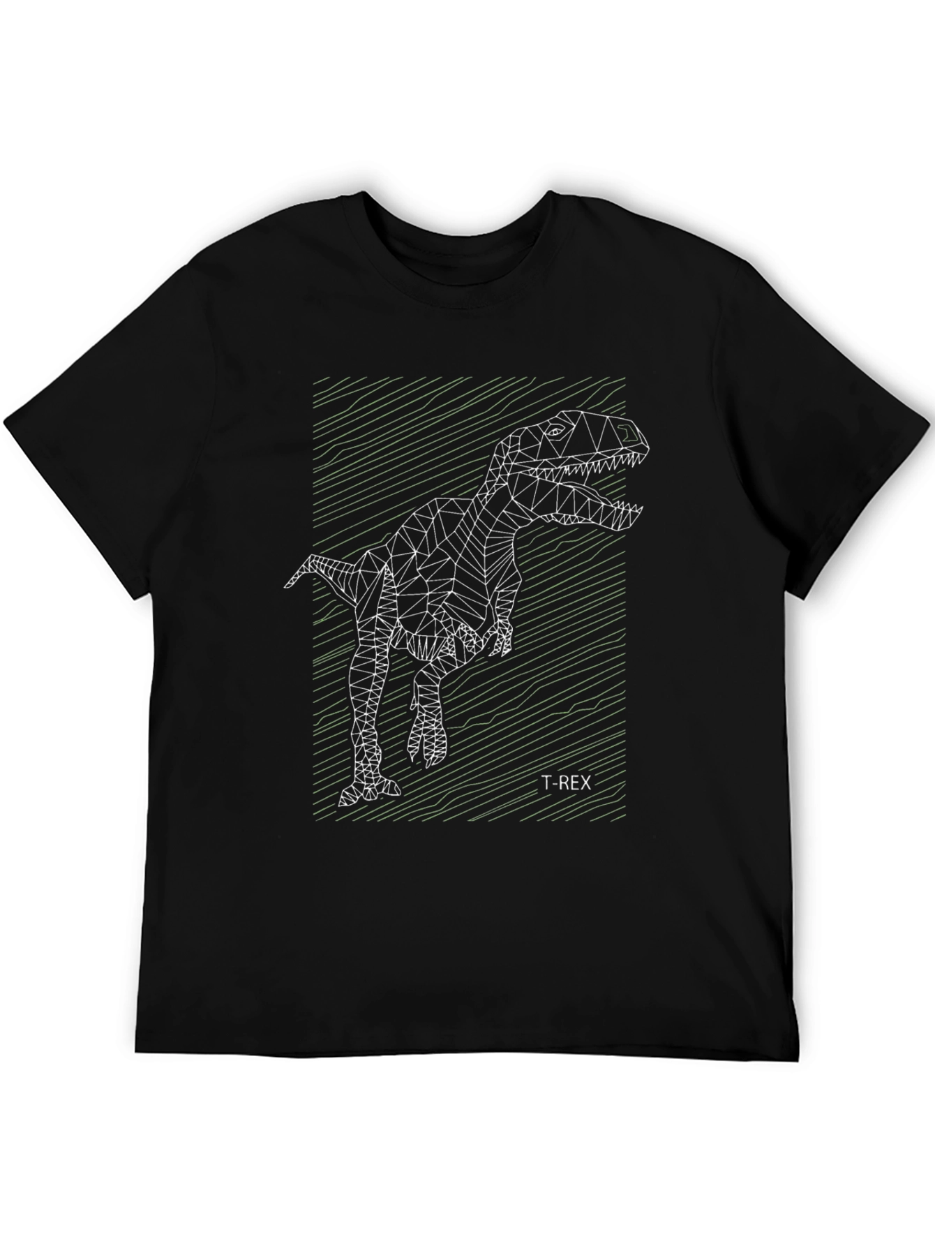 Geometric T-Rex Black Graphic Tee