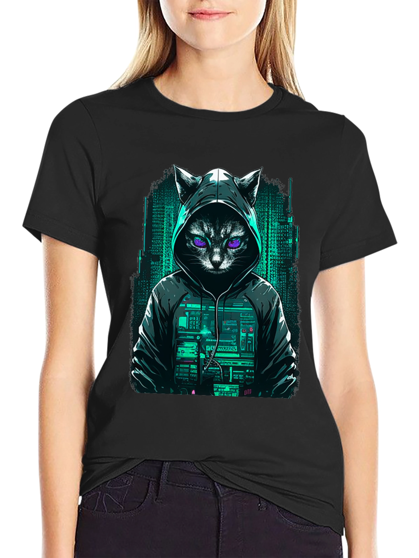 Cyber Cat Hacker T-Shirt