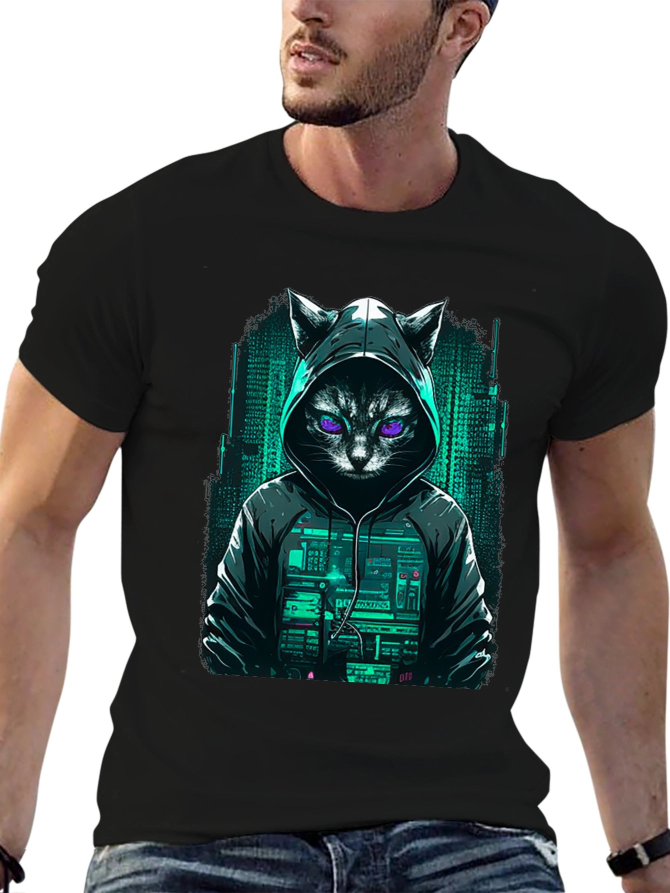 Cyber Cat Hacker T-Shirt