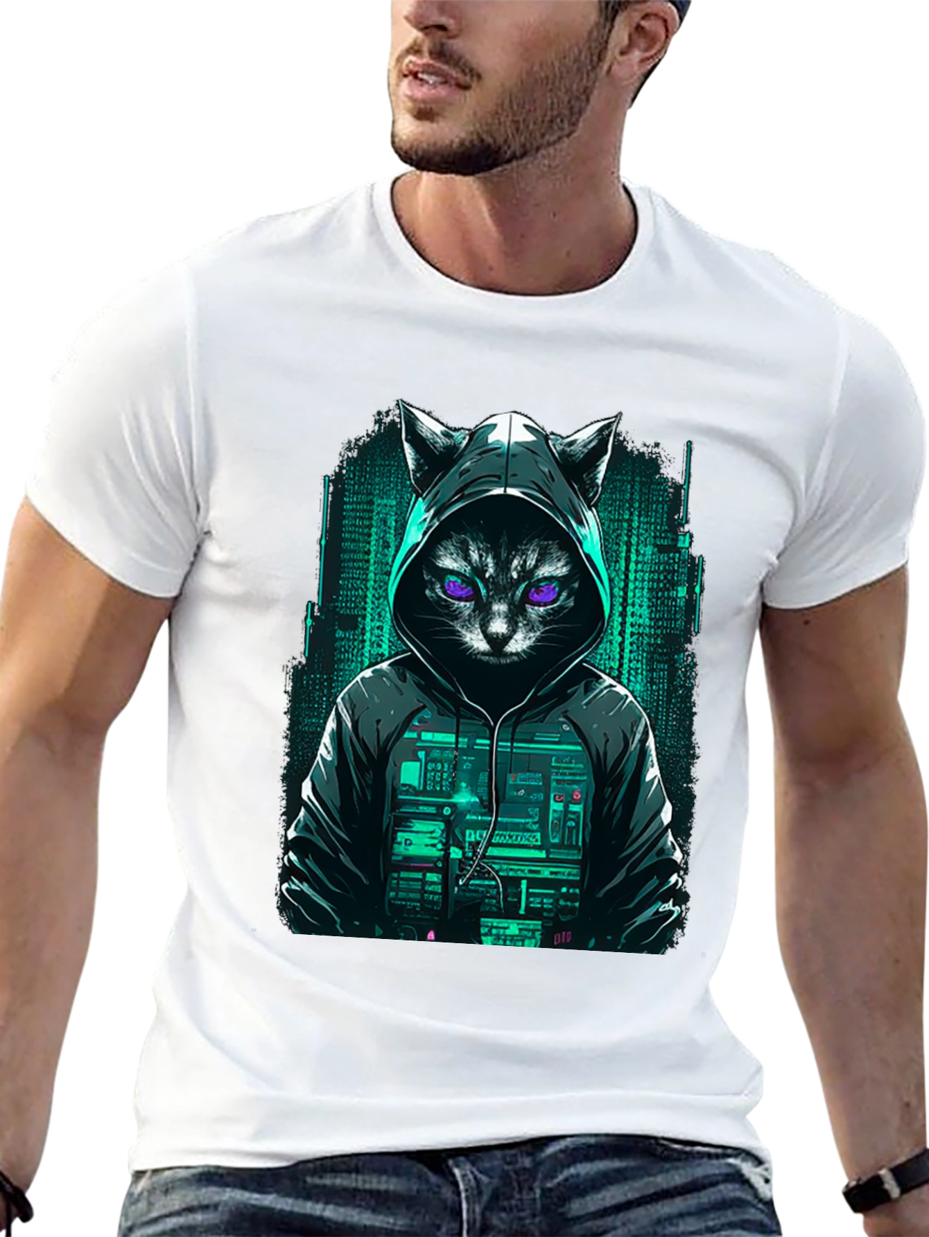 Cyber Cat Hacker T-Shirt
