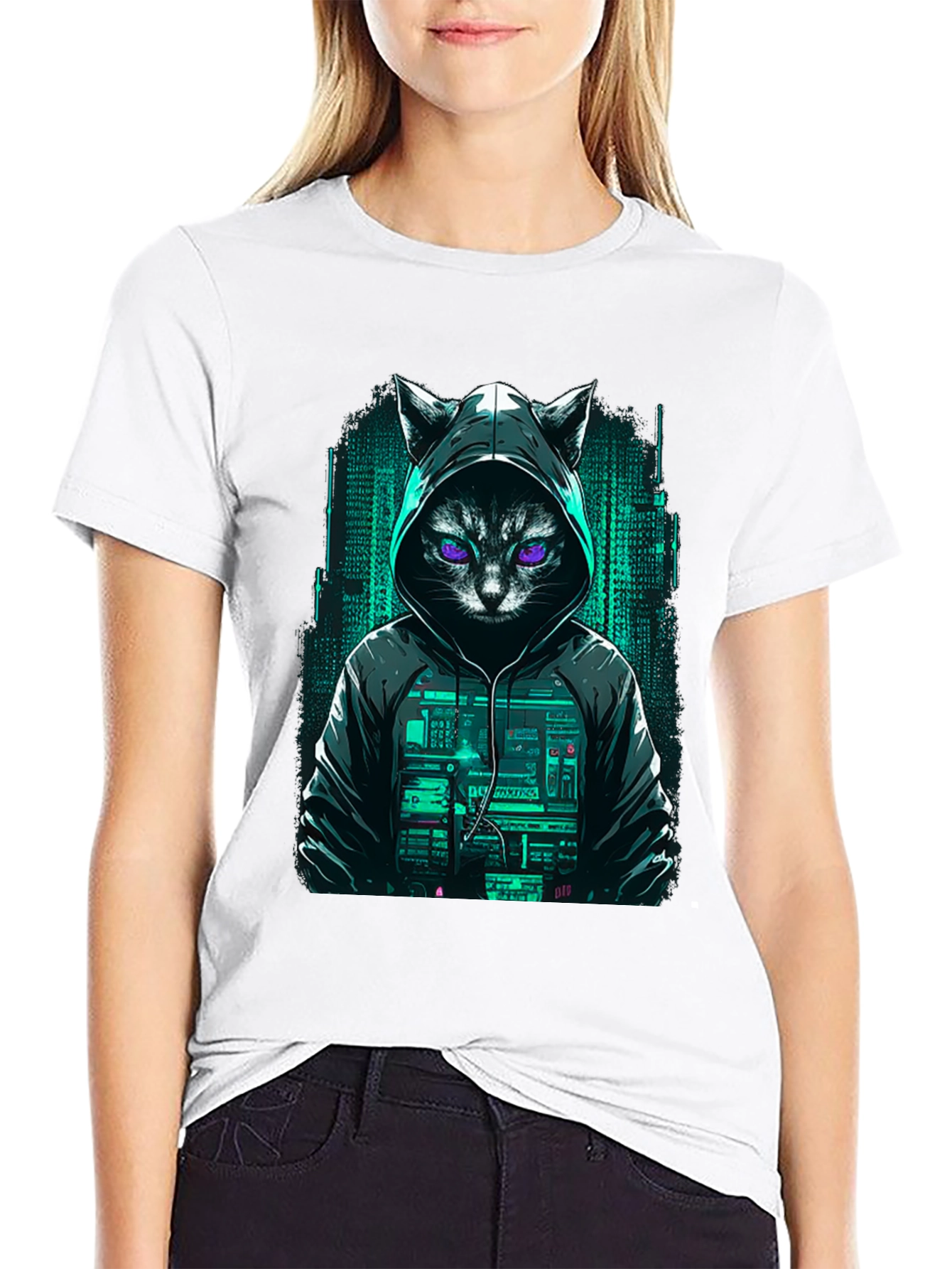 Cyber Cat Hacker T-Shirt