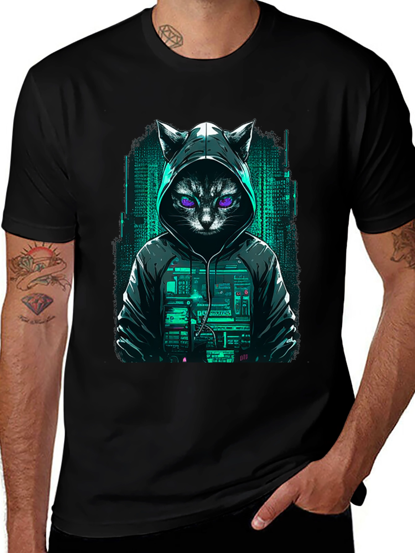 Cyber Cat Hacker T-Shirt