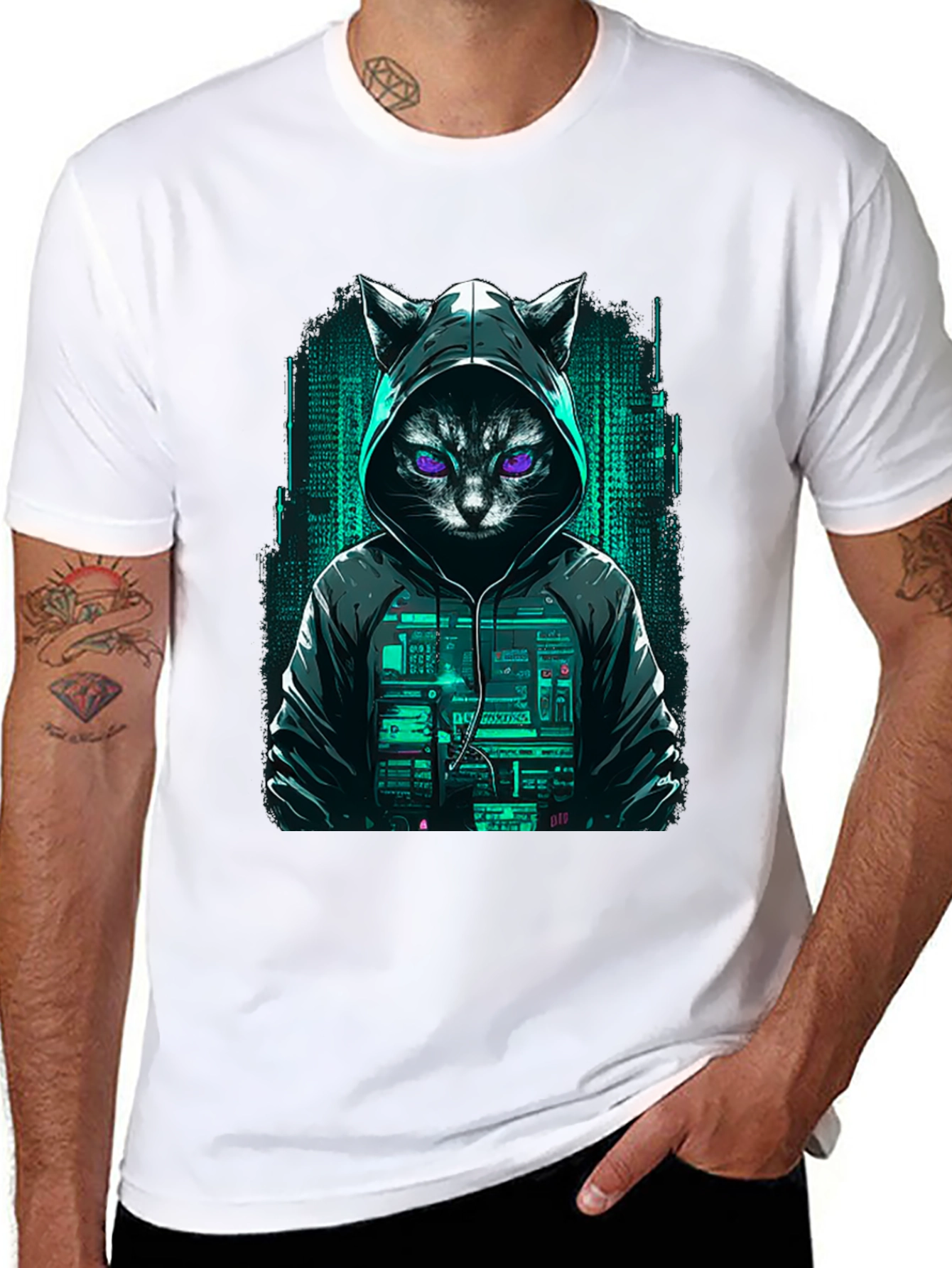 Cyber Cat Hacker T-Shirt