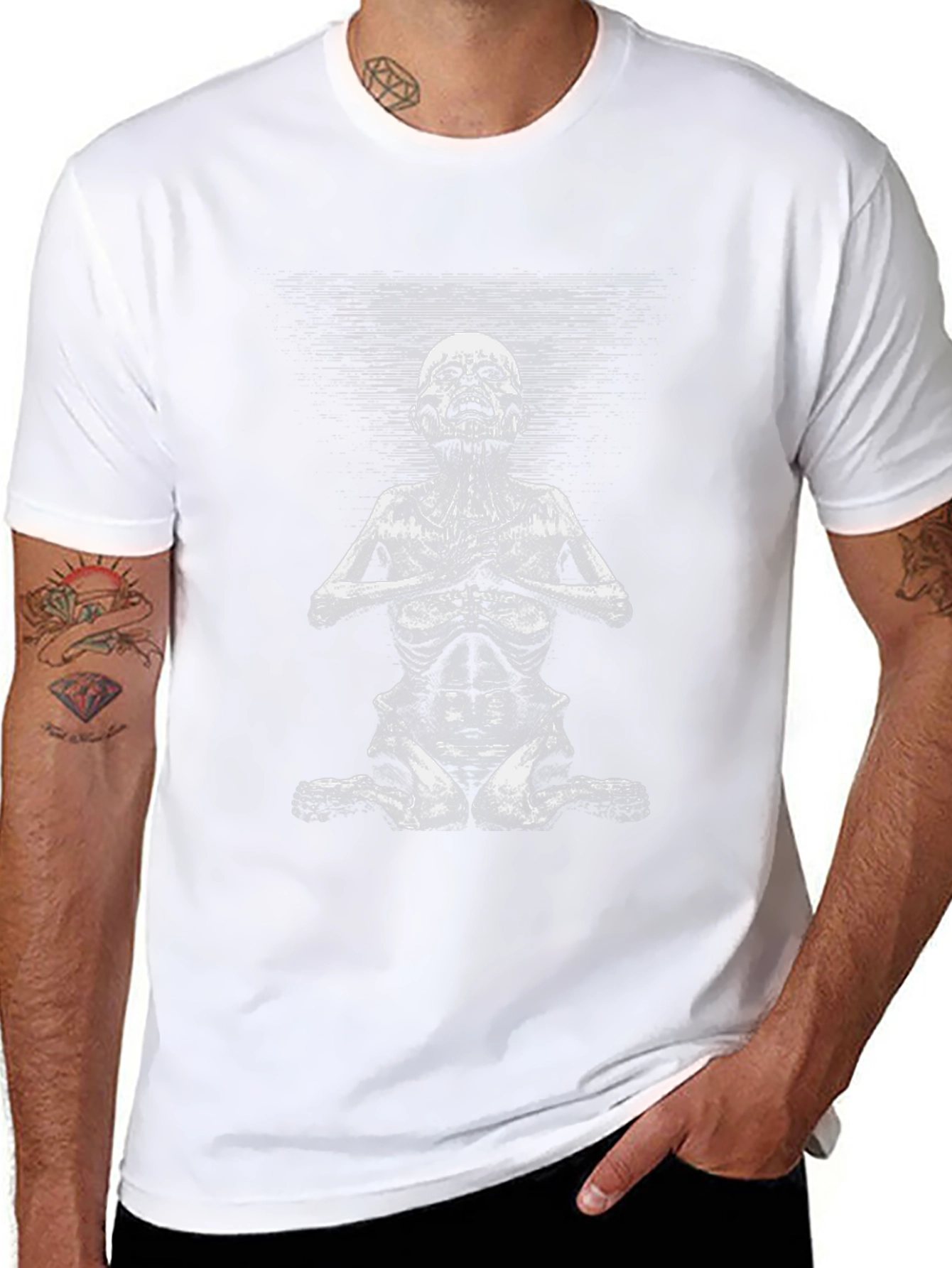 Yoga Skeleton Graphic Tee - Black Cotton T-Shirt