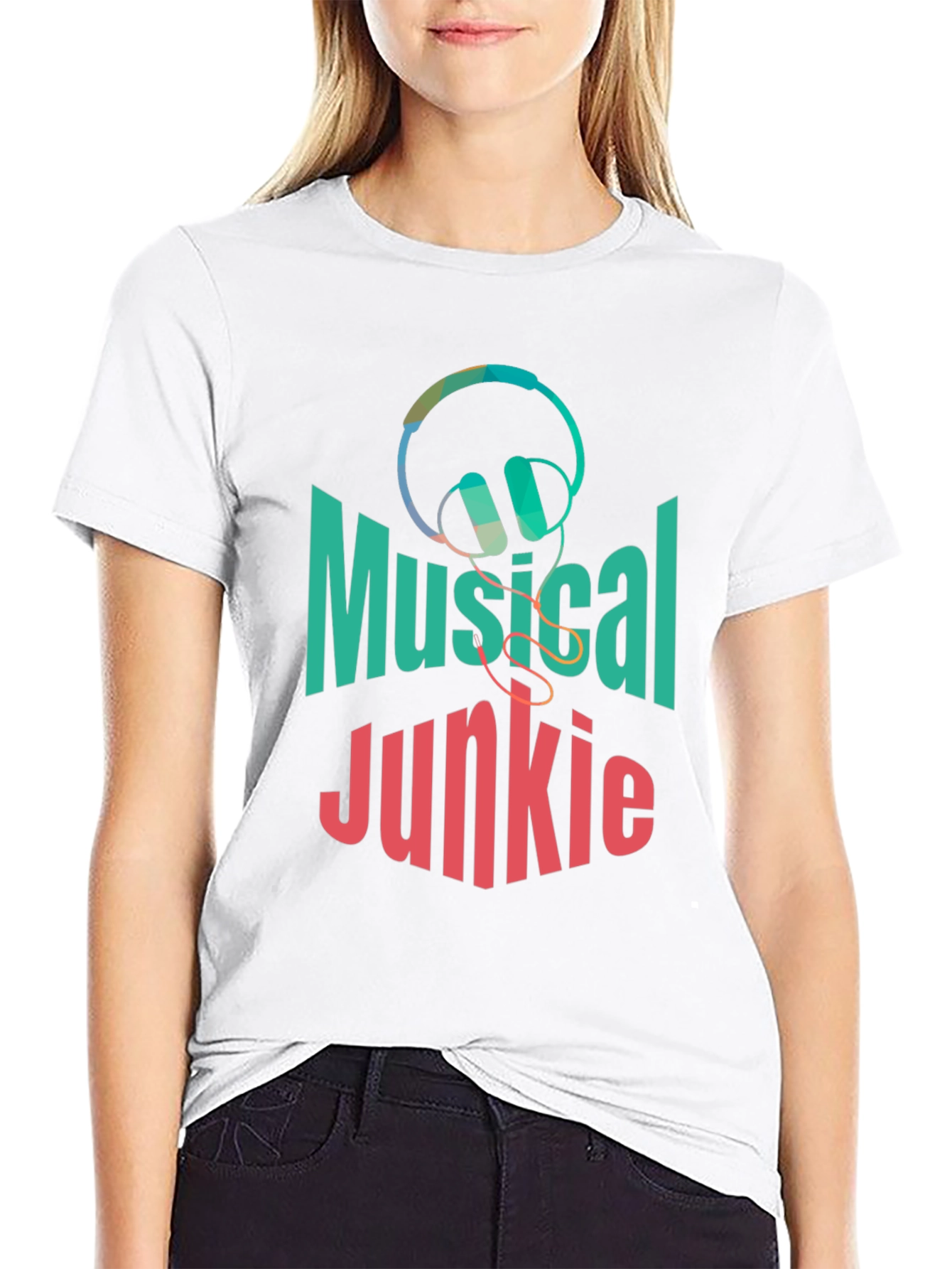 Musical Junkie Black Graphic T-Shirt