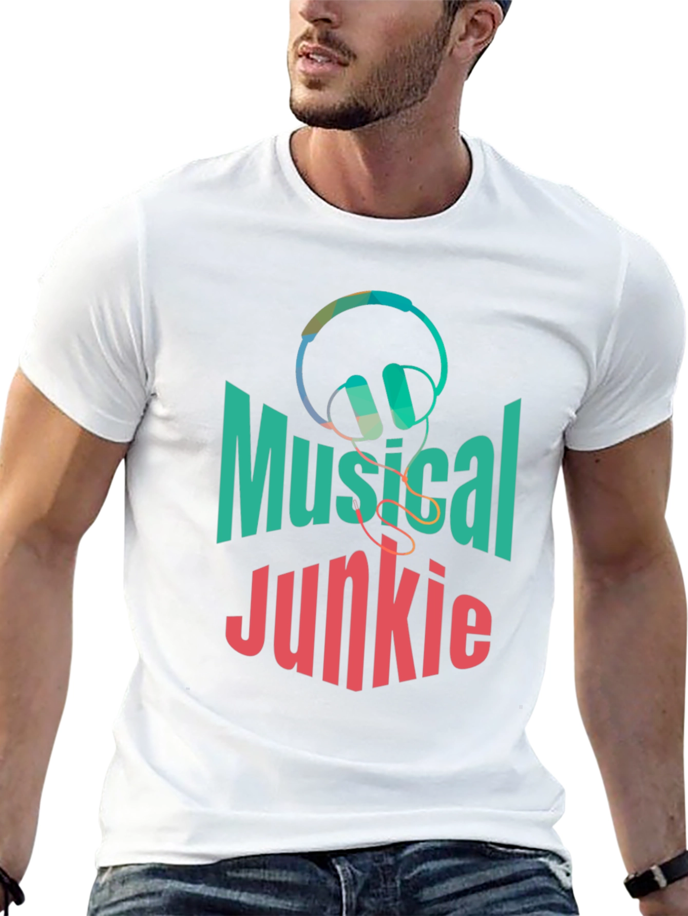Musical Junkie Black Graphic T-Shirt