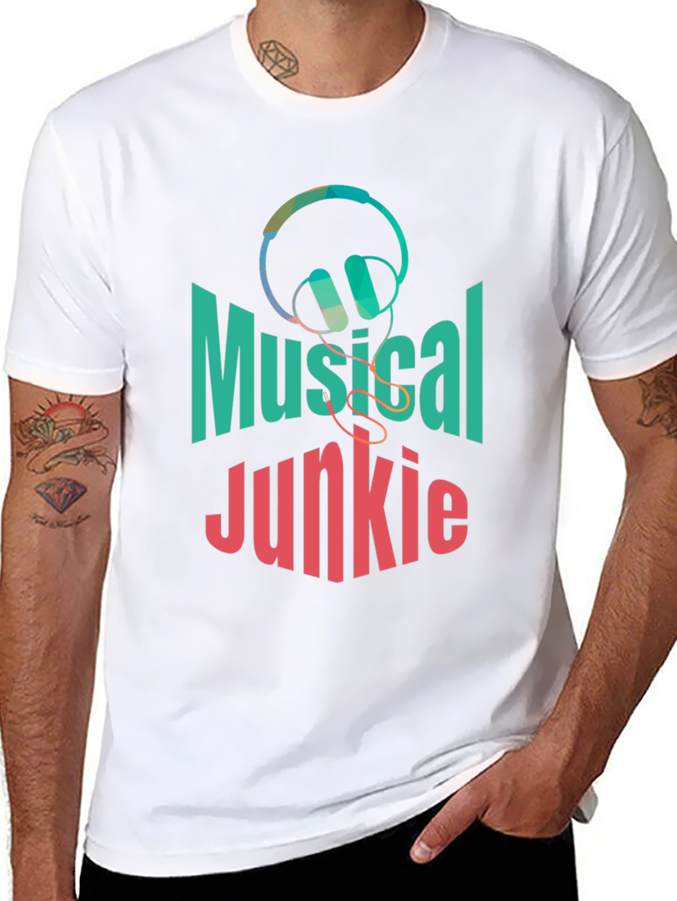 Musical Junkie Black Graphic T-Shirt