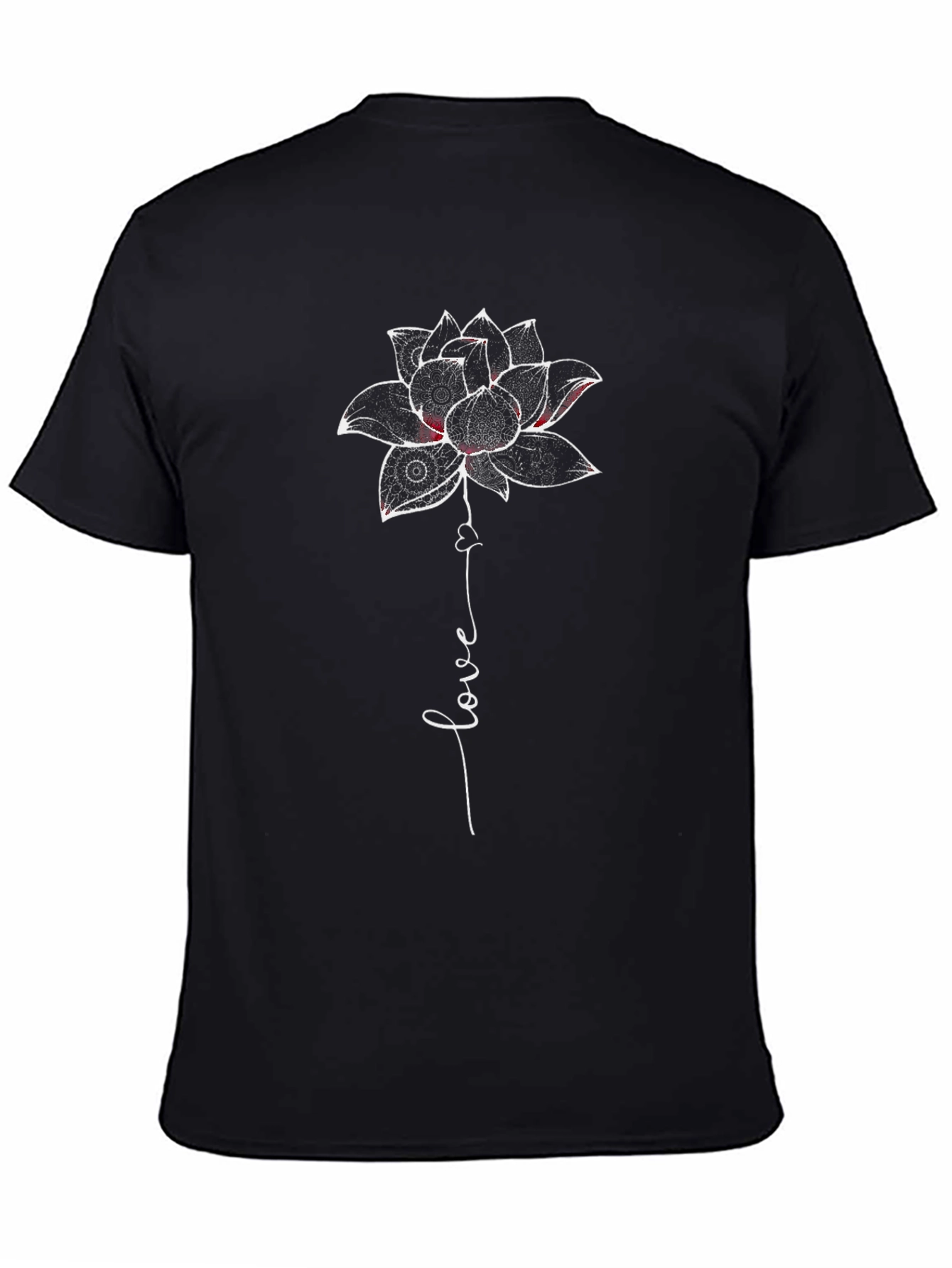 Lotus Flower Love Graphic Tee - Unisex Black T-Shirt