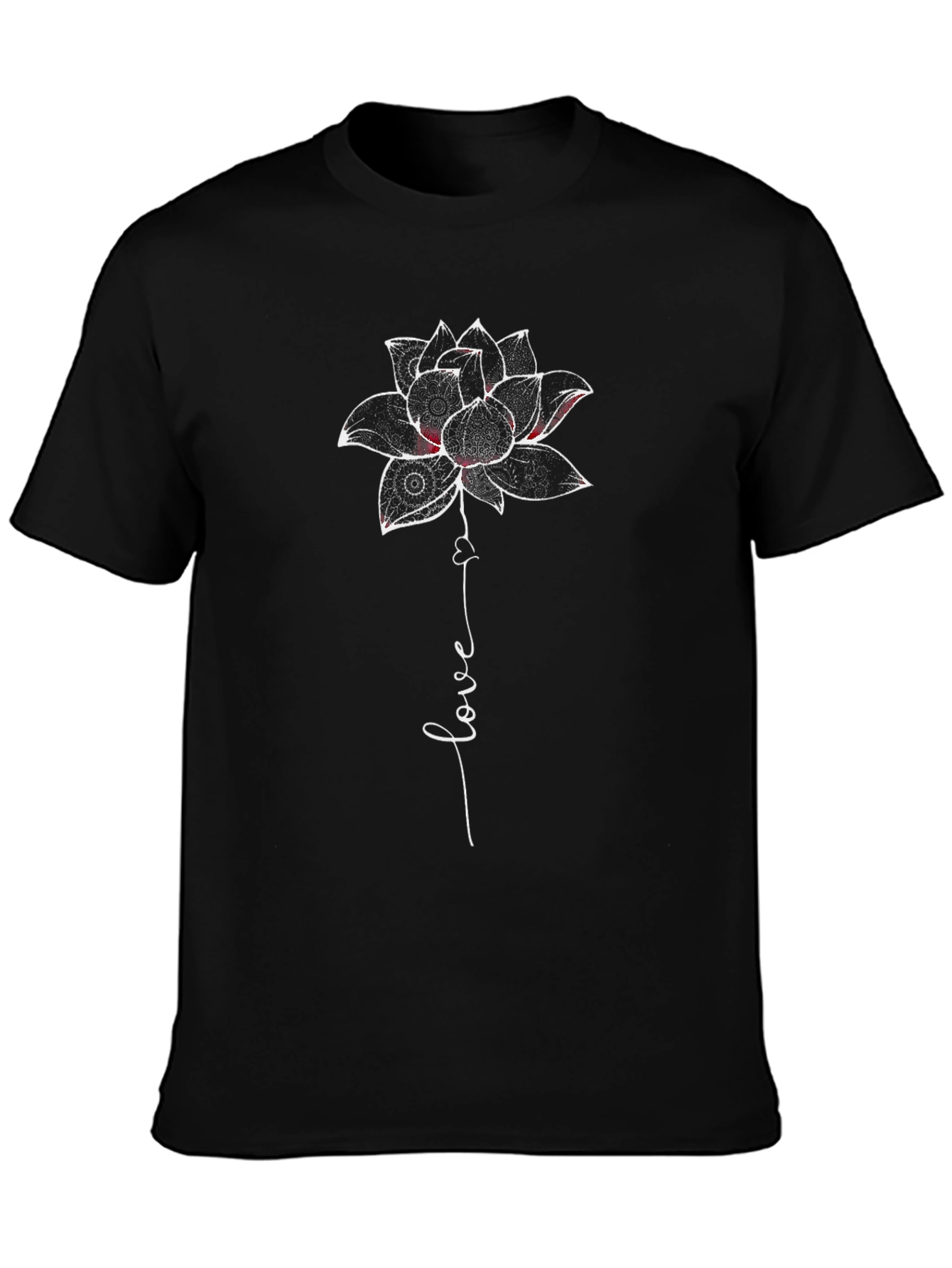 Lotus Flower Love Graphic Tee - Unisex Black T-Shirt
