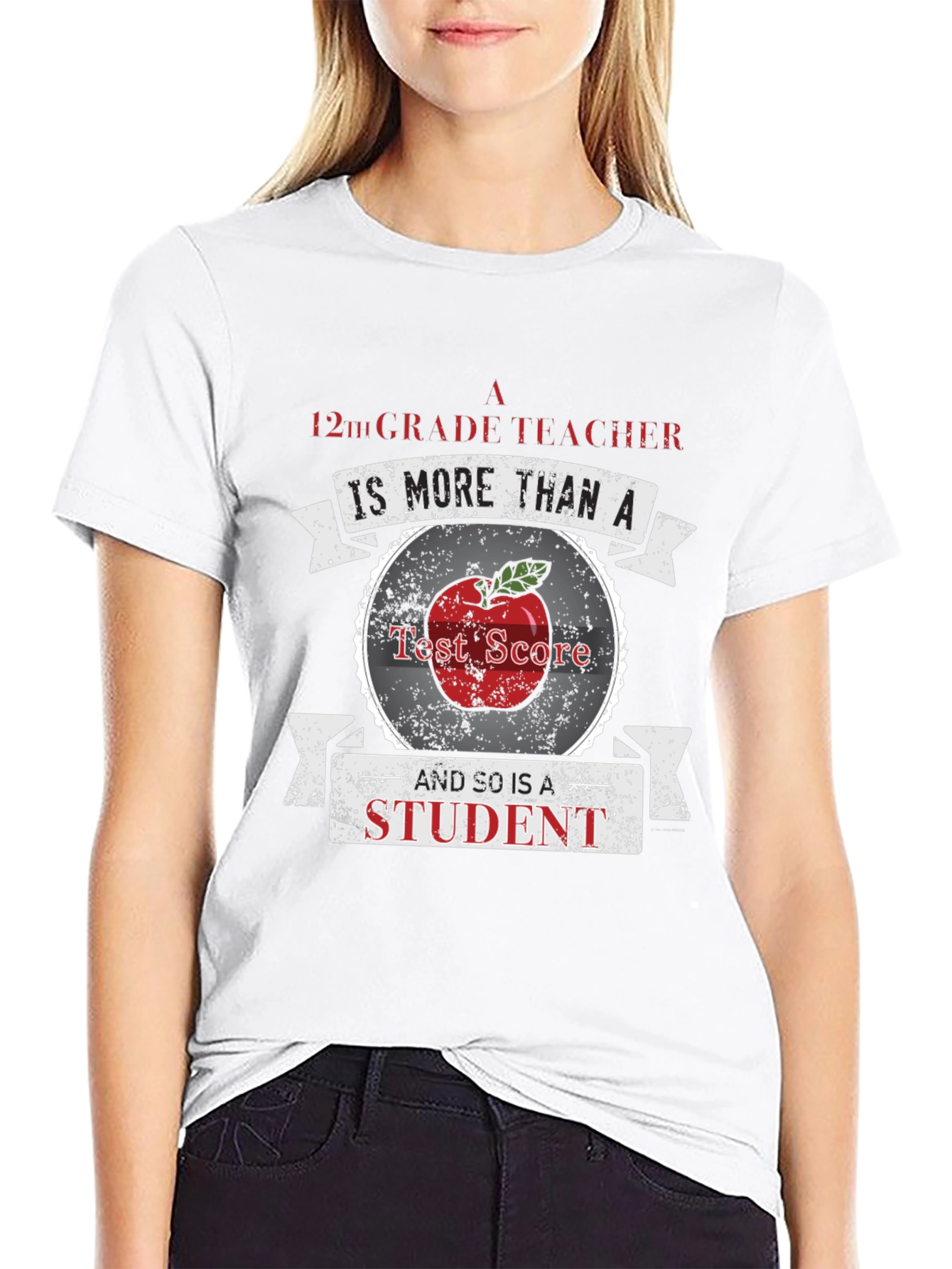 12th Grade Teacher Student Apple Graphic T-Shirt