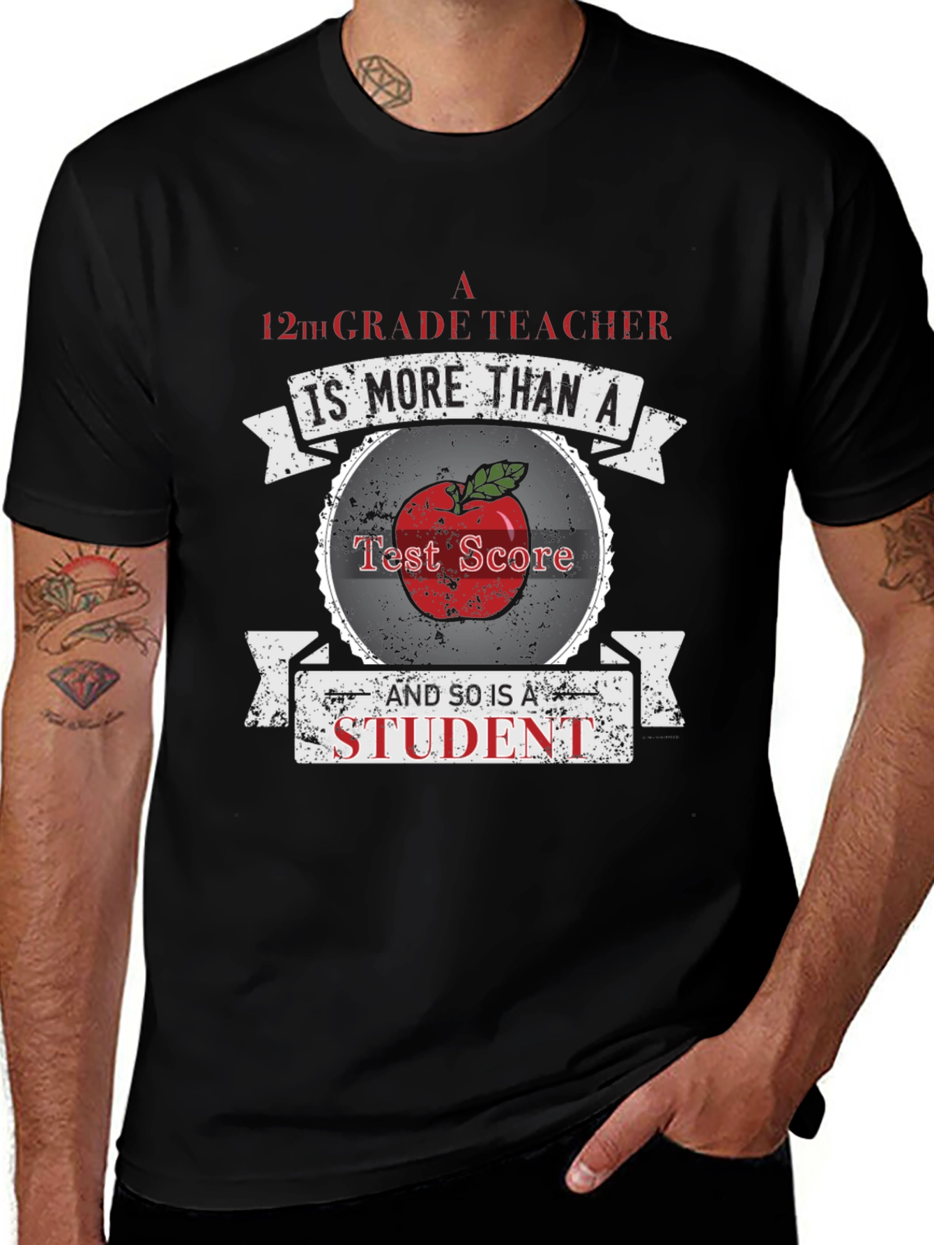 12th Grade Teacher Student Apple Graphic T-Shirt