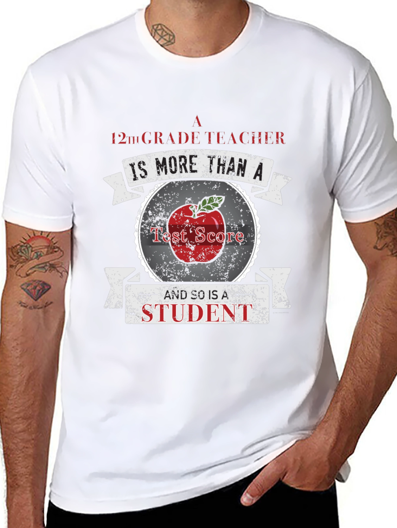 12th Grade Teacher Student Apple Graphic T-Shirt