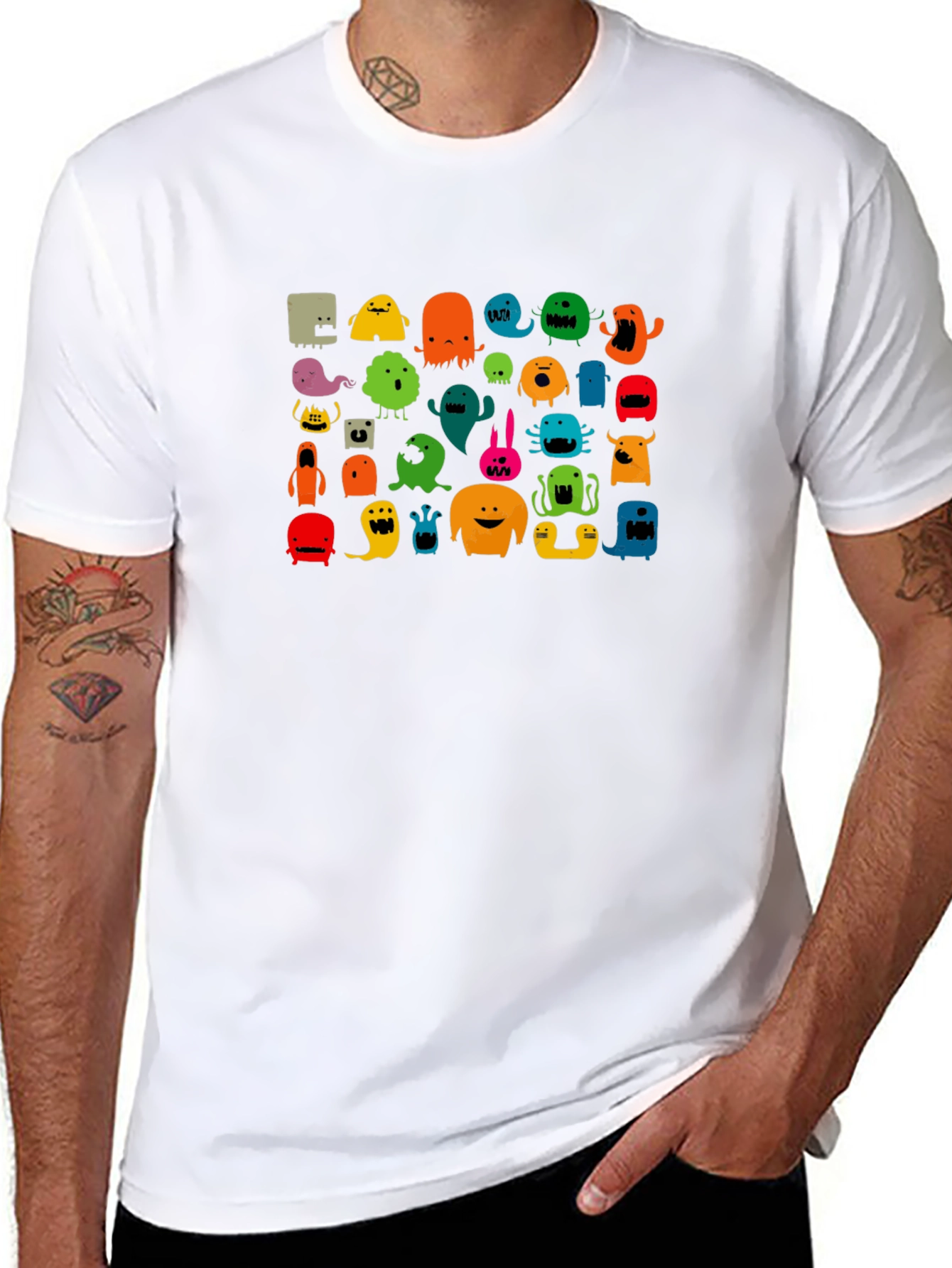Monster Graphic Print Black T-Shirt