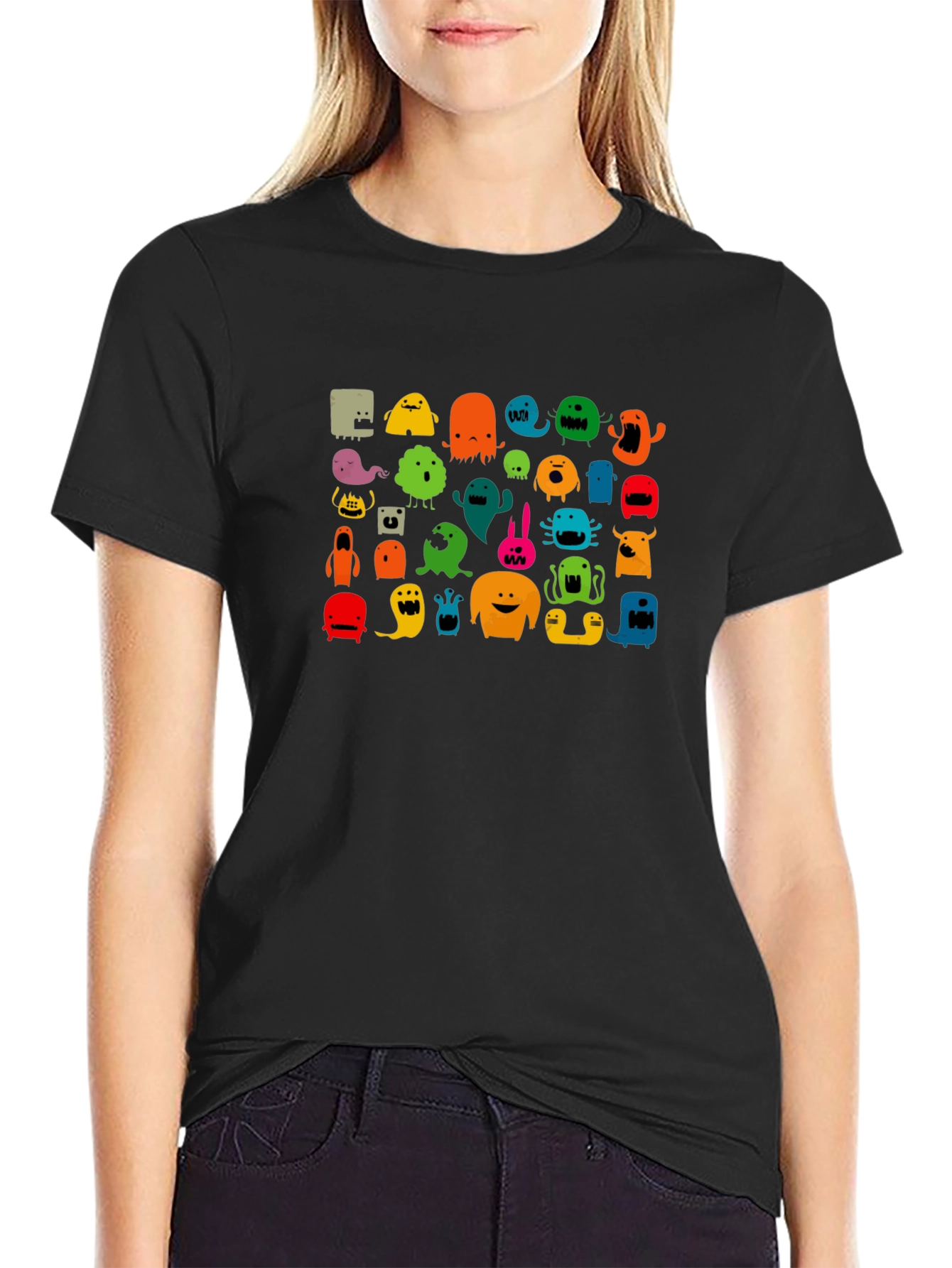 Monster Graphic Print Black T-Shirt