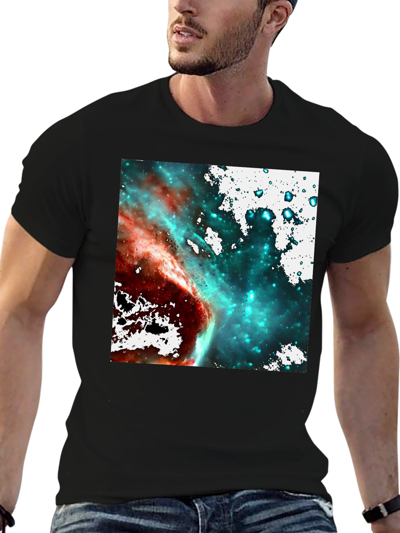 Nebula Space Graphic T-Shirt - Black
